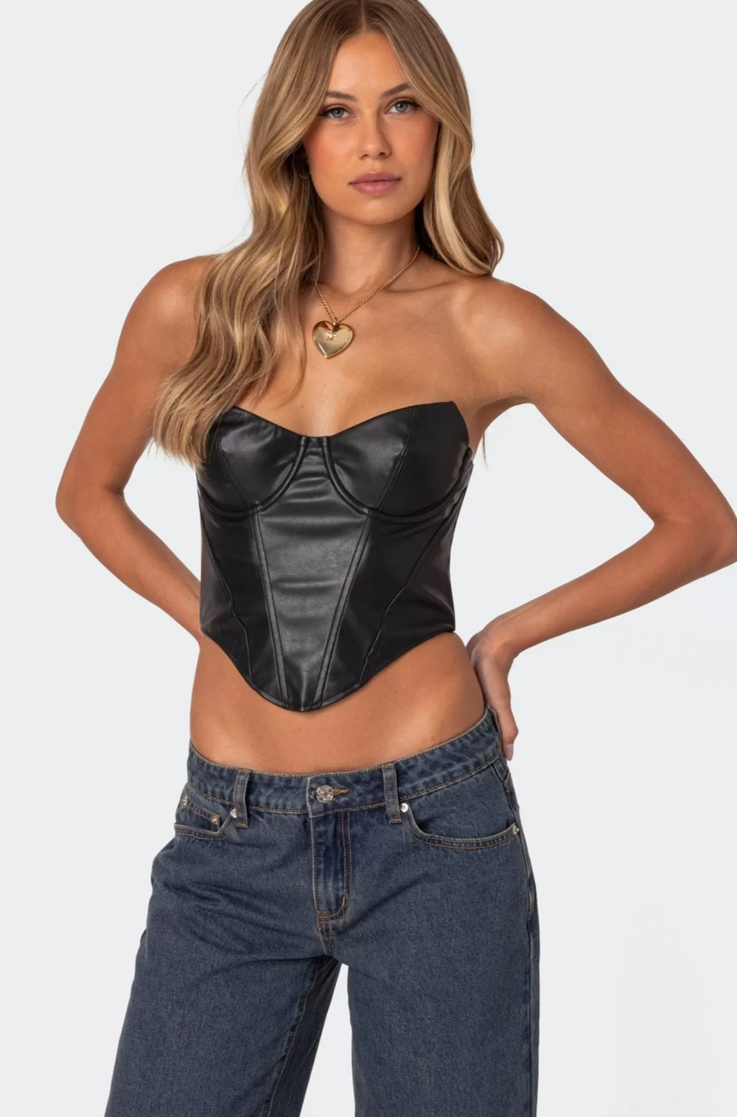 edikted Aberdeen Faux Leather Cupped Corset* Corsets | Corsets