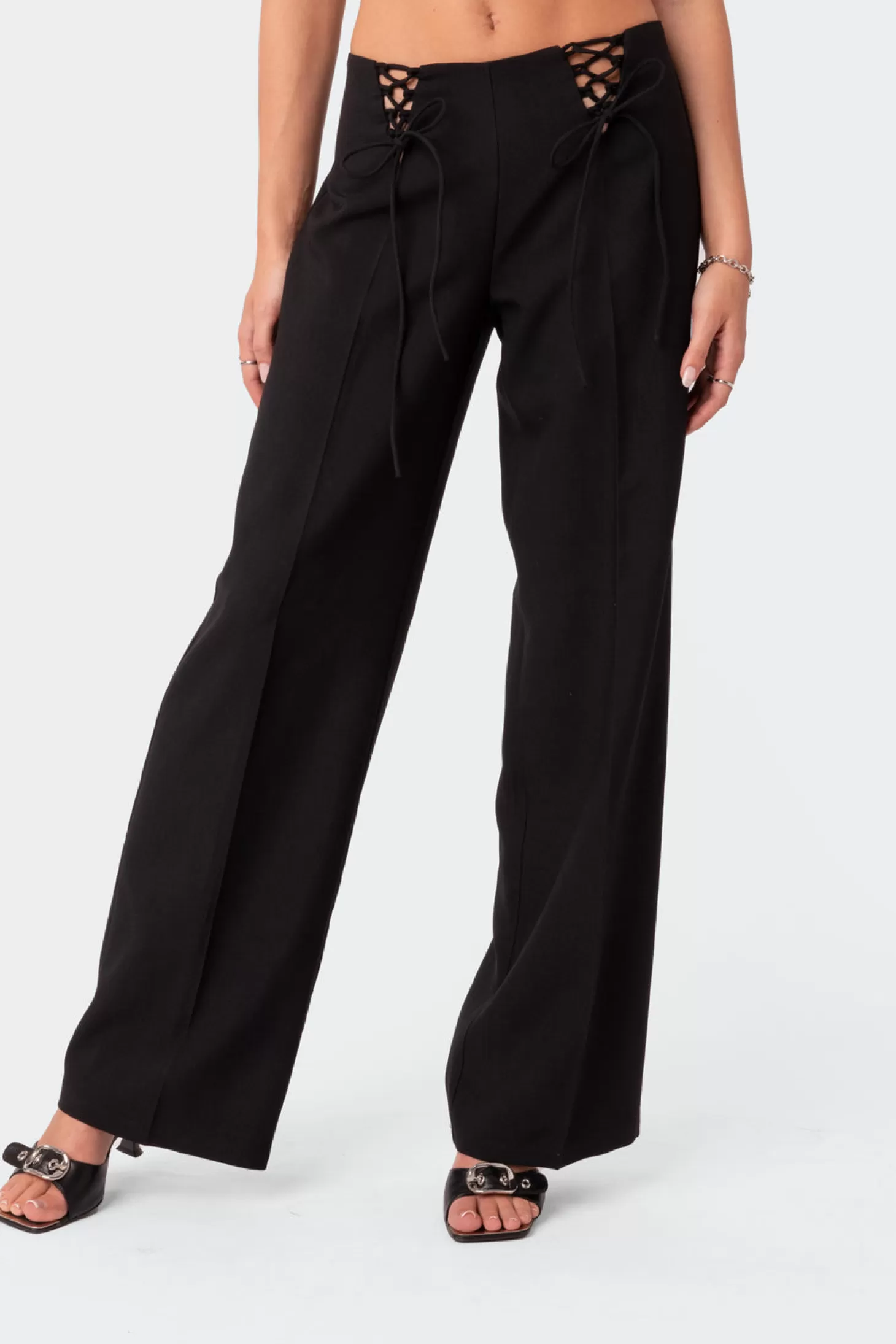 edikted Abigail Lace Up Front Trousers* Pants | Pants