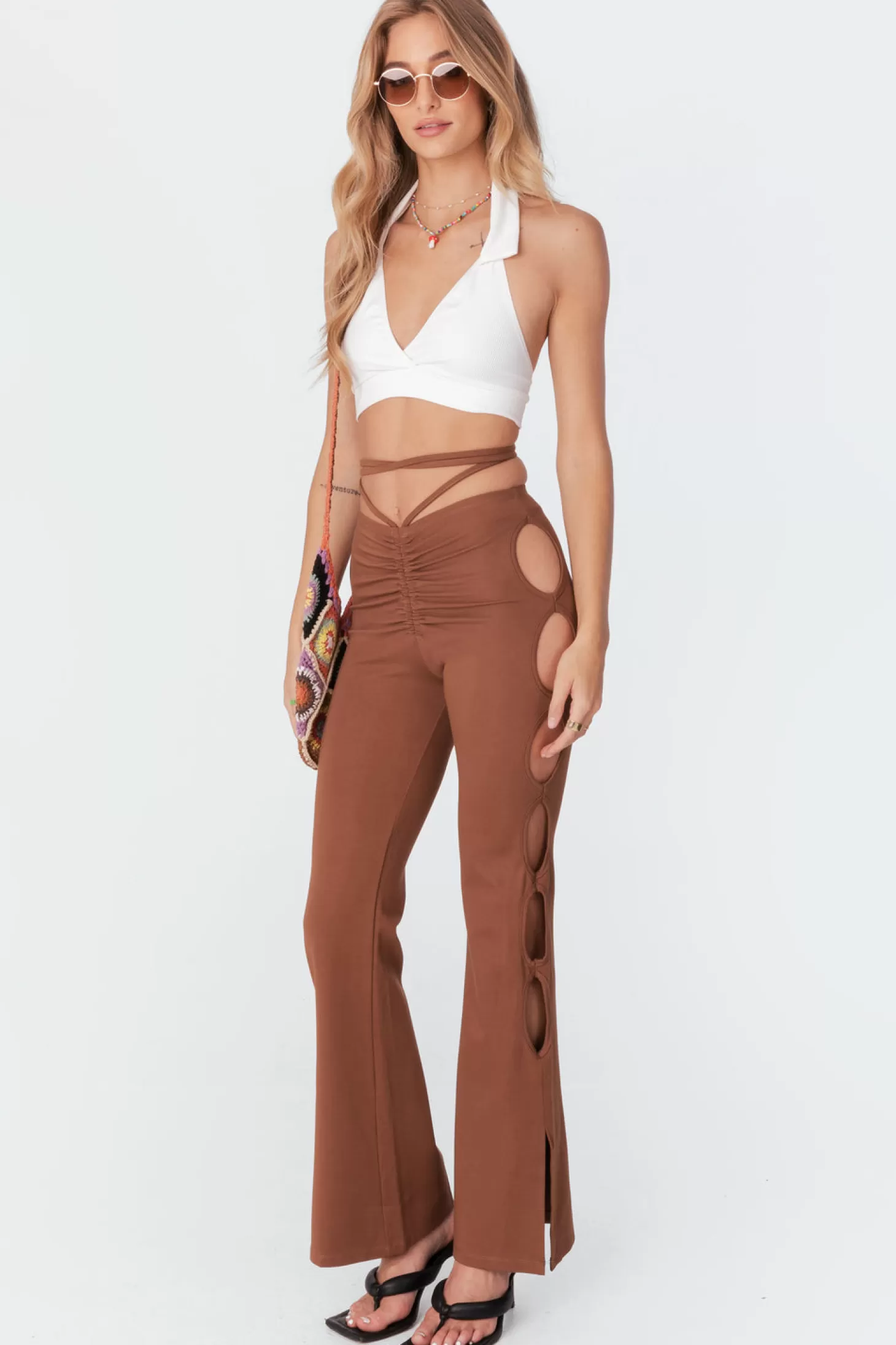 edikted Adina Cut-Out Flared Pants* Pants | Pants