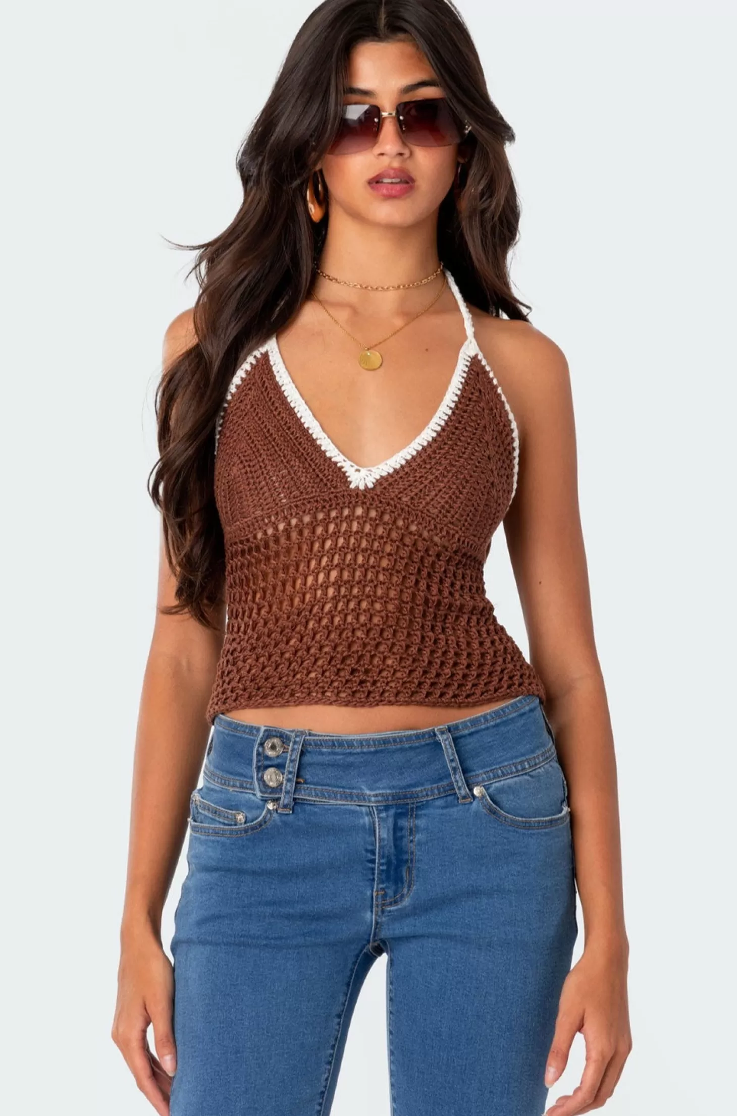 edikted Agnes Crochet Halter Top* Crop Tops | Knitted Tops