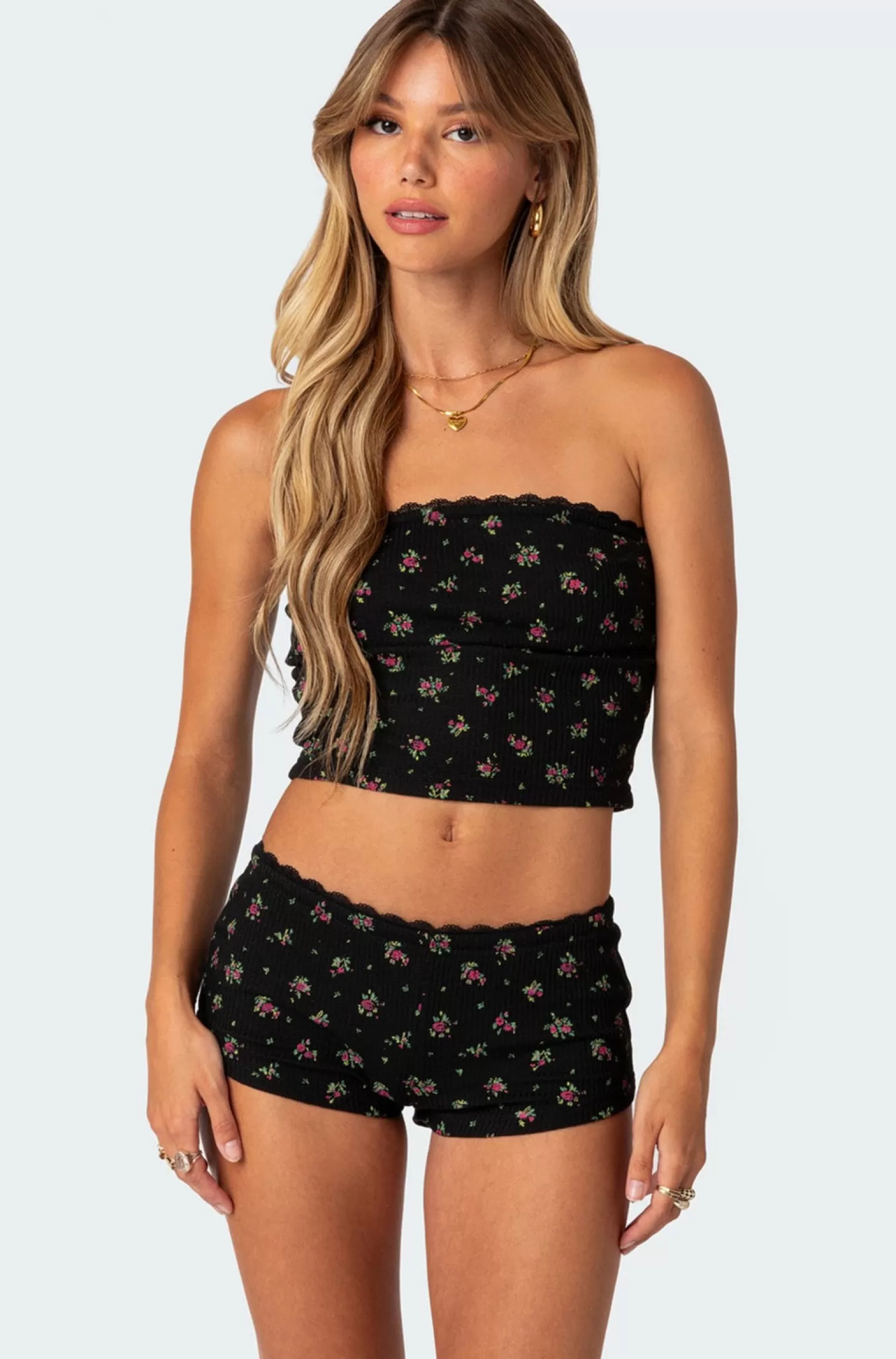 edikted Aislinn Printed Waffle Tube Top* Crop Tops | Strapless Tops