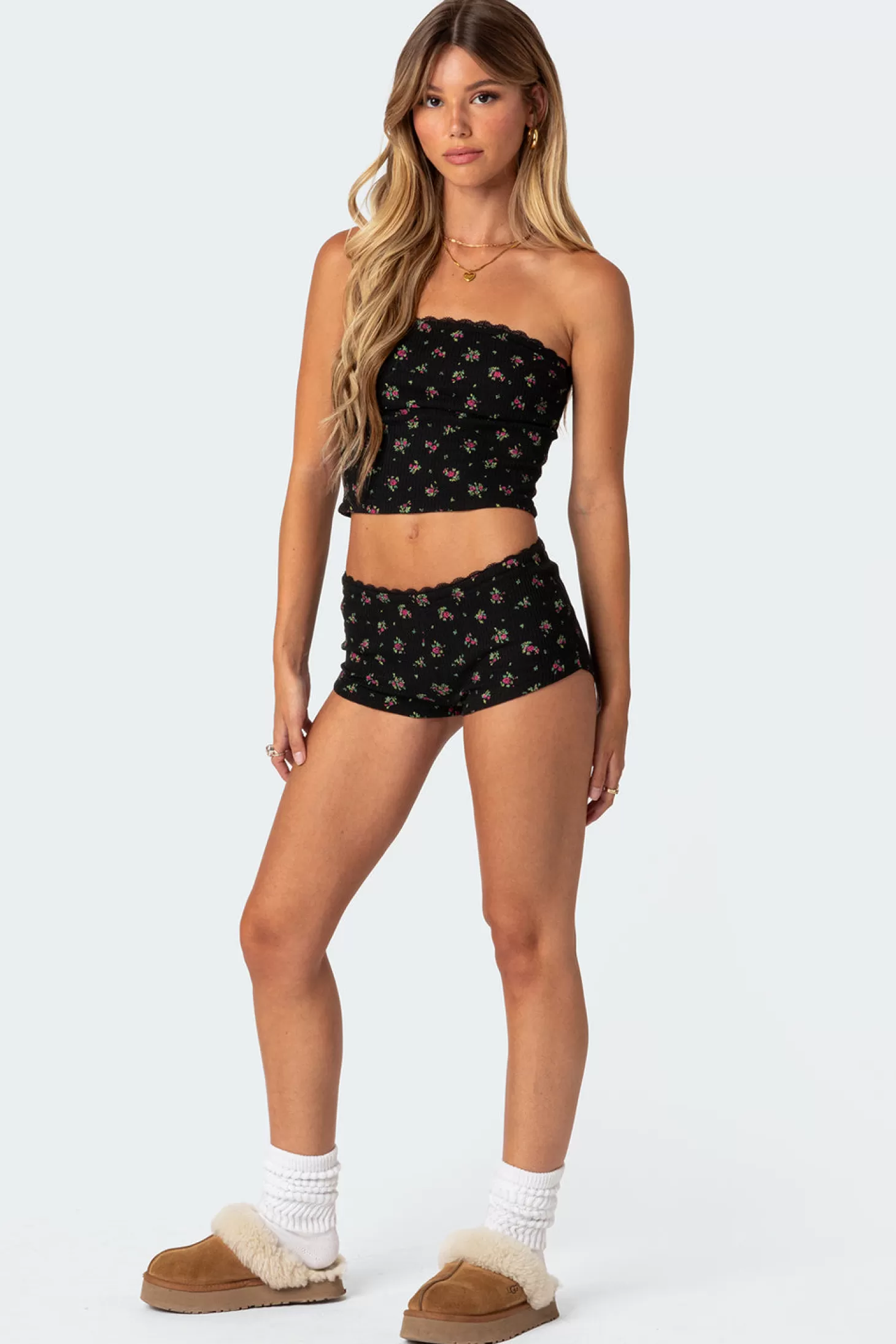 edikted Aislinn Printed Waffle Tube Top* Crop Tops | Strapless Tops