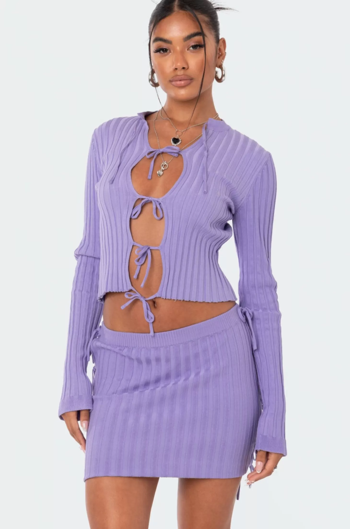 edikted Alaia Knitted Tie Up Top* Long Sleeve Tops | Sweaters & Knitwear