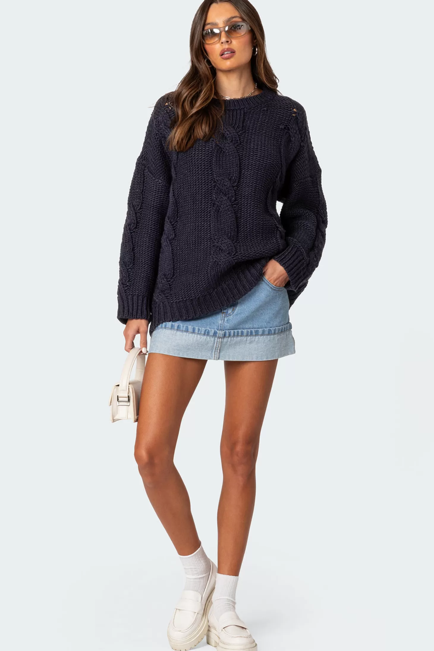 edikted Alene Oversized Cable Knit Sweater* Sweaters & Cardigans | Long Sleeve Tops