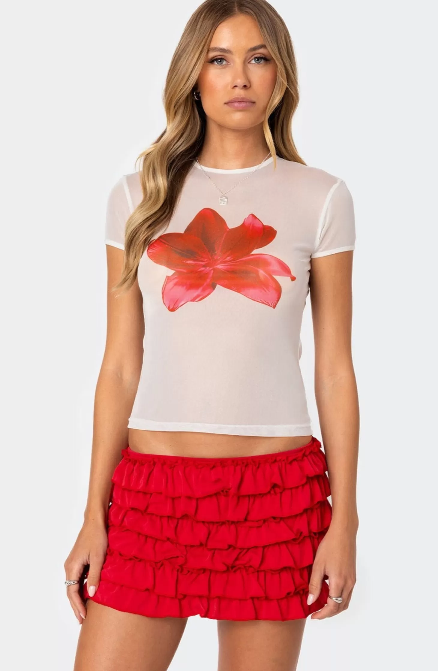 edikted Aloha Sheer Mesh T Shirt* T-Shirts | Graphic Tops