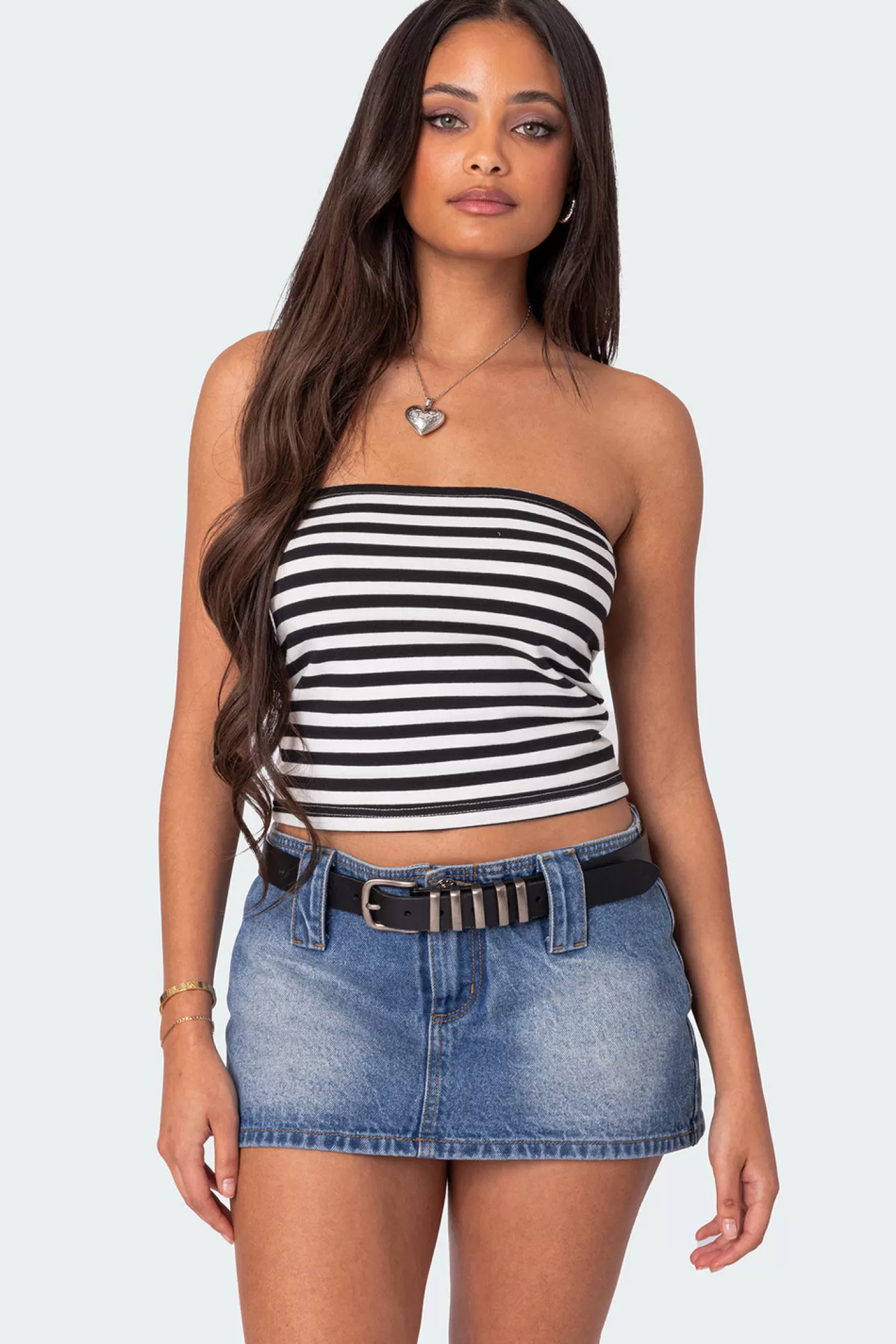 edikted Alta Striped Tube Top* Strapless Tops