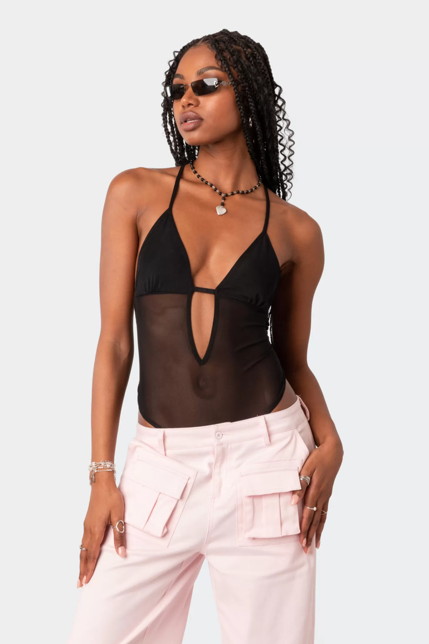 edikted Alva Open Back Sheer Mesh Bodysuit* Tops | Bodysuits