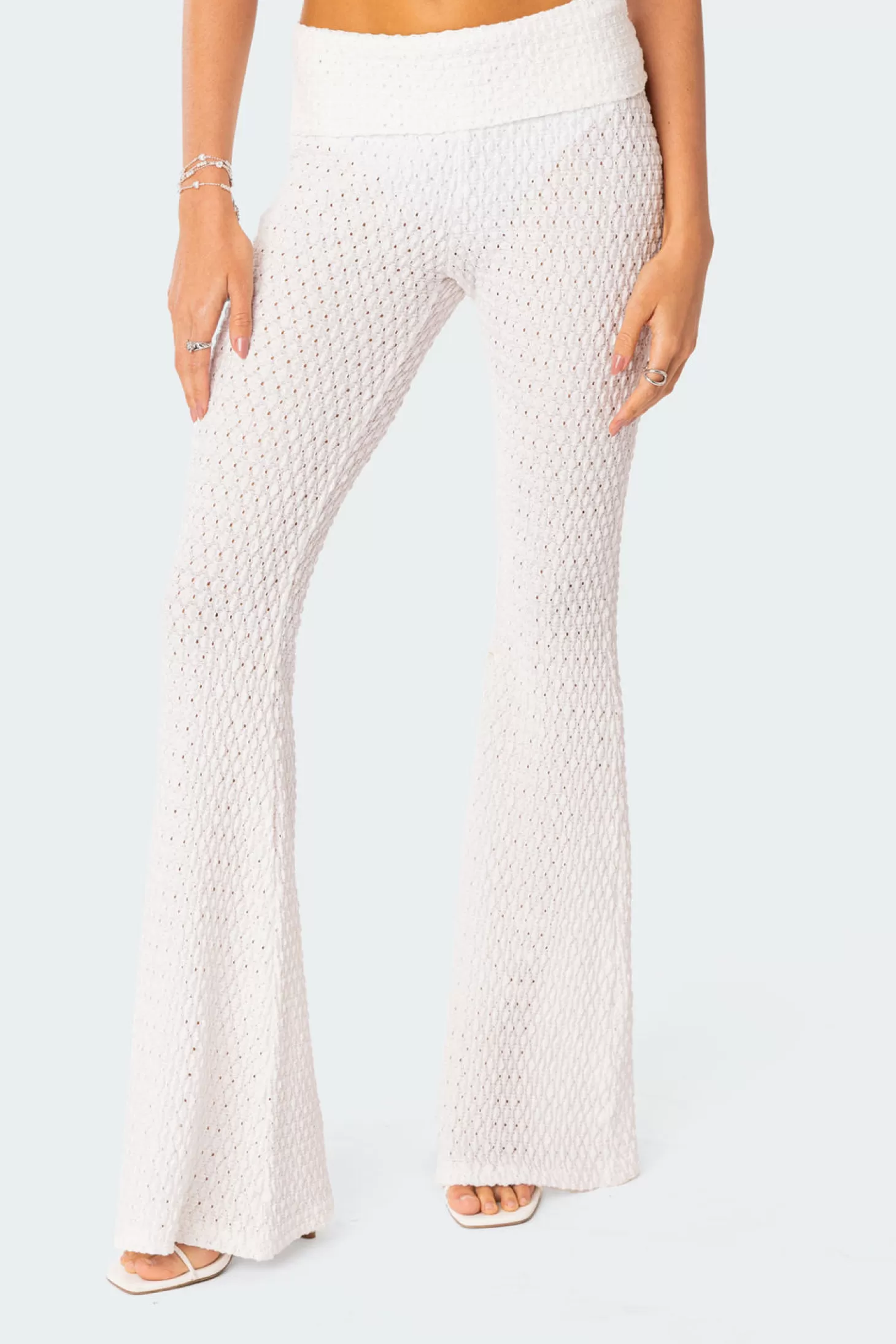 edikted Amalia Textured Knit Fold Over Pants* Pants | Pants