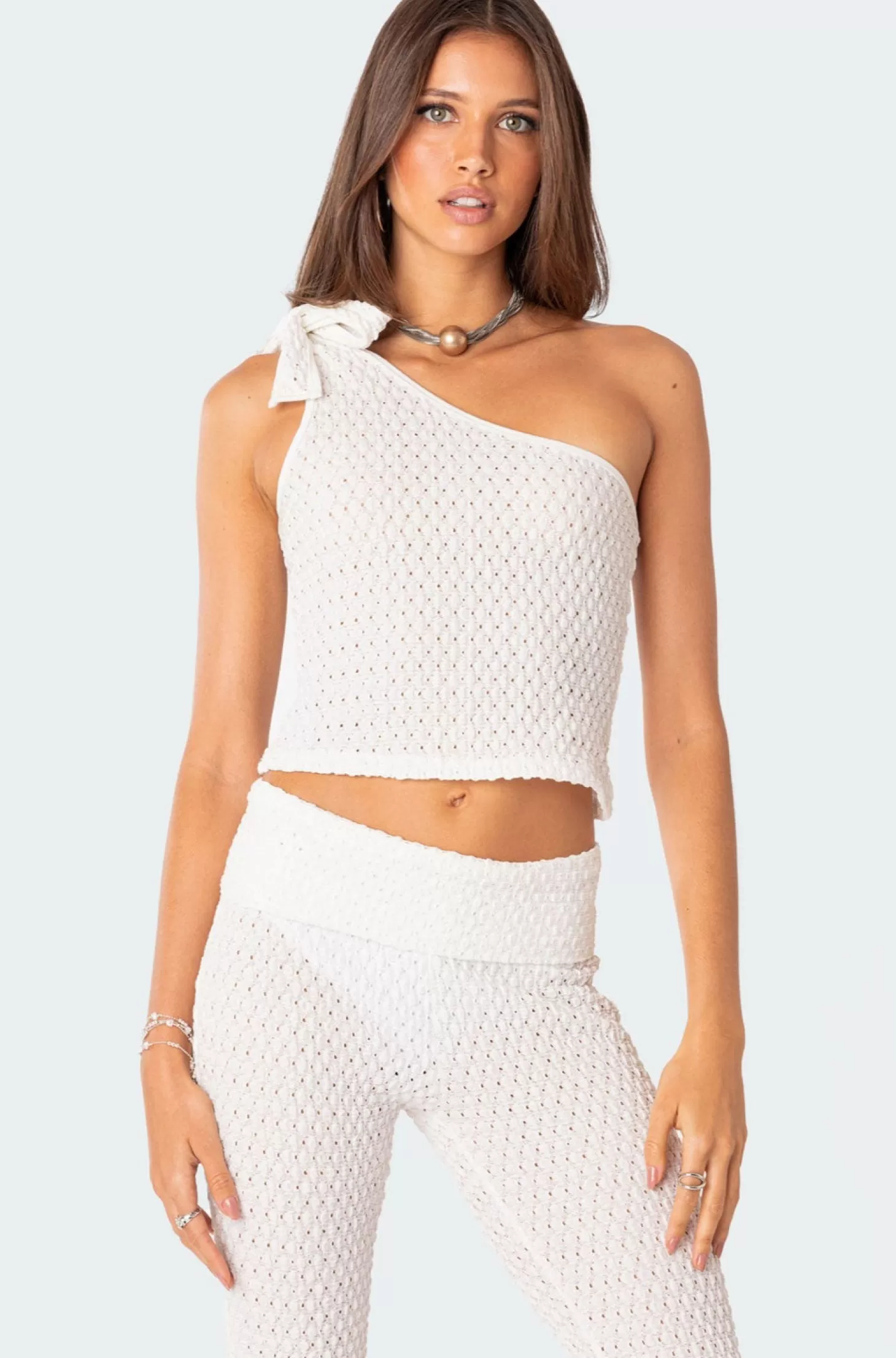 edikted Amalia Textured Knit One Shoulder Top* Sets