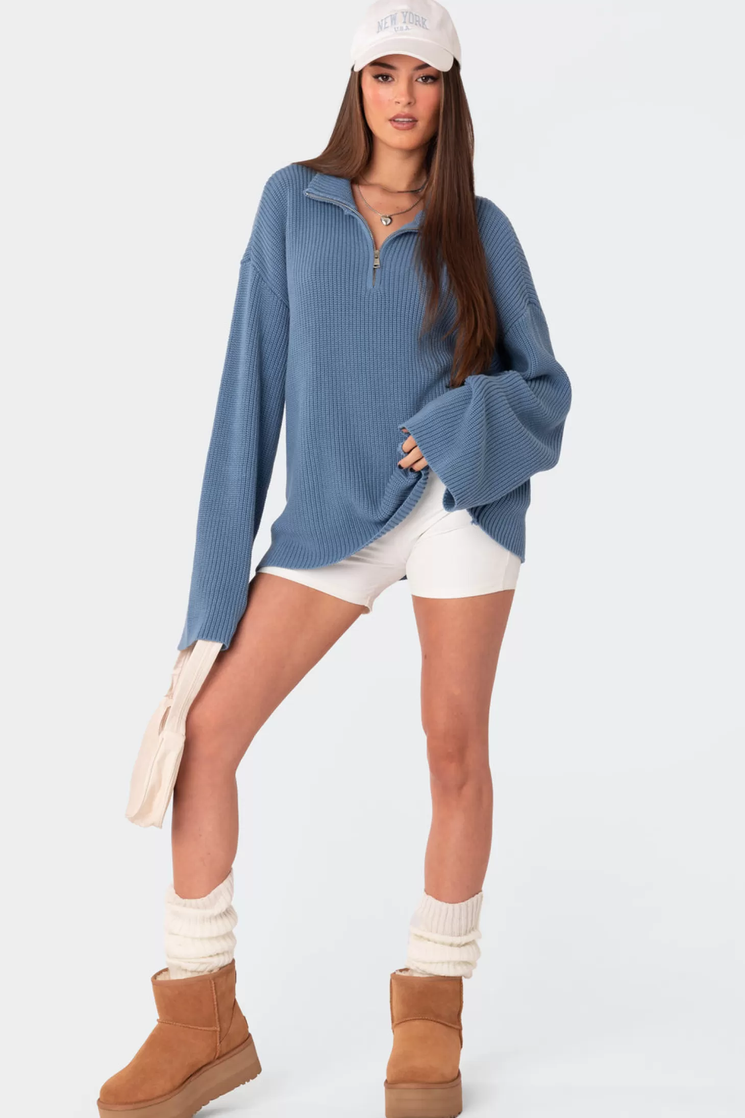 edikted Amour High Neck Oversized Zip Sweater* Sweaters & Cardigans | Long Sleeve Tops