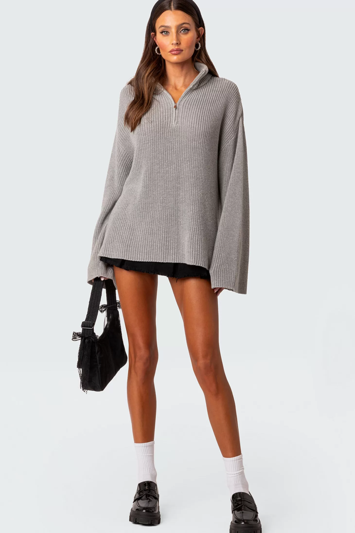 edikted Amour High Neck Oversized Zip Sweater* Sweaters & Cardigans | Long Sleeve Tops