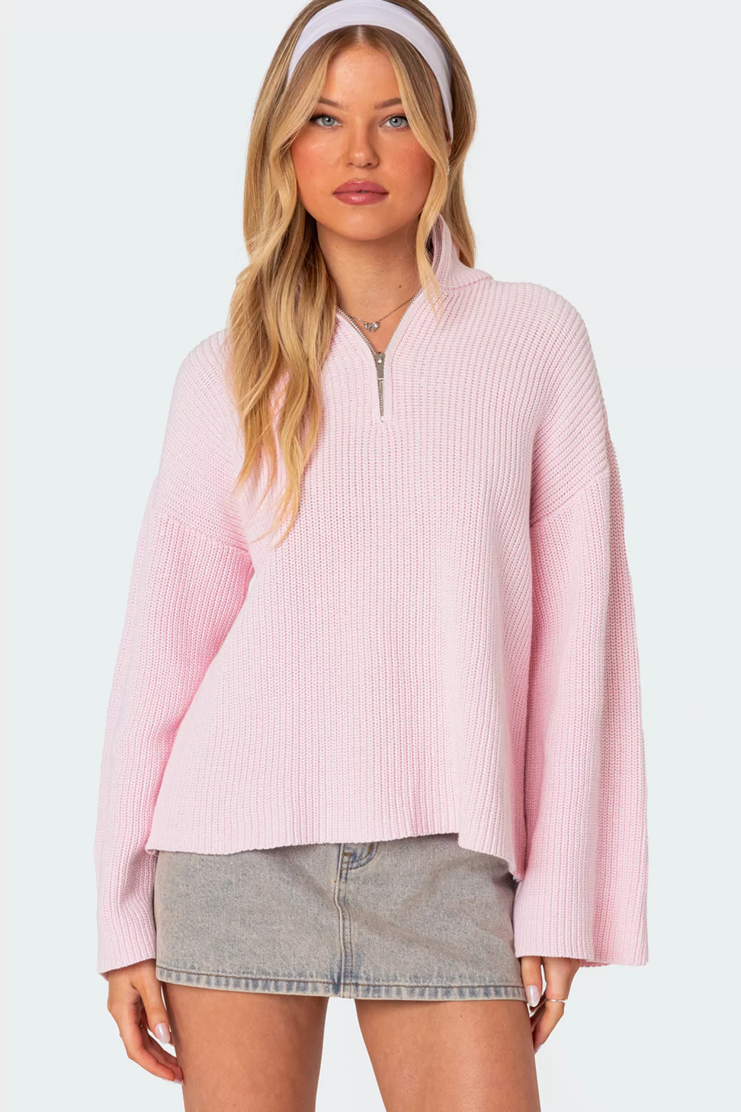 edikted Amour High Neck Oversized Zip Sweater* Sweaters & Cardigans | Long Sleeve Tops