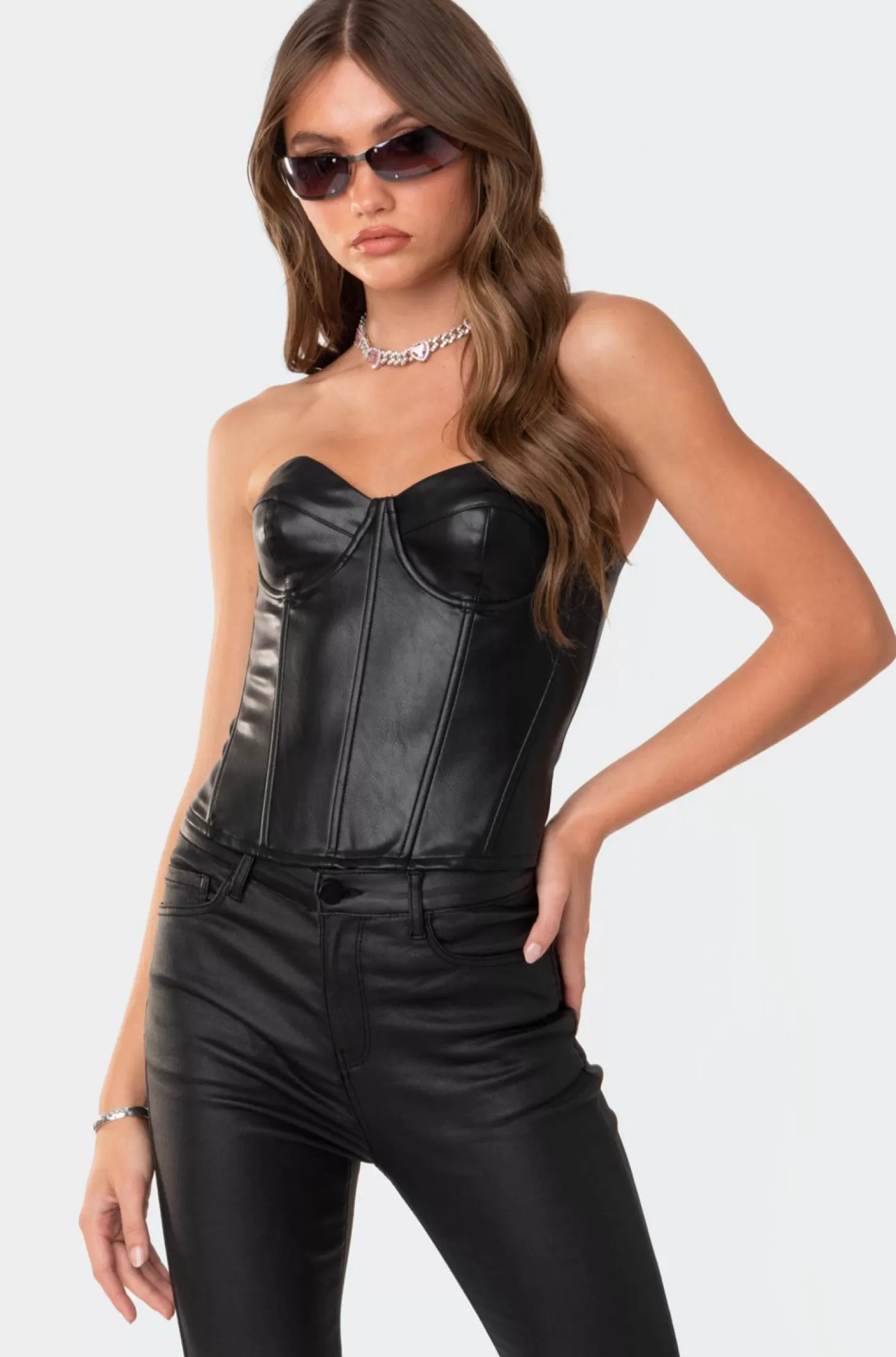 edikted Aniyah Faux Leather Corset* Corsets | Corsets