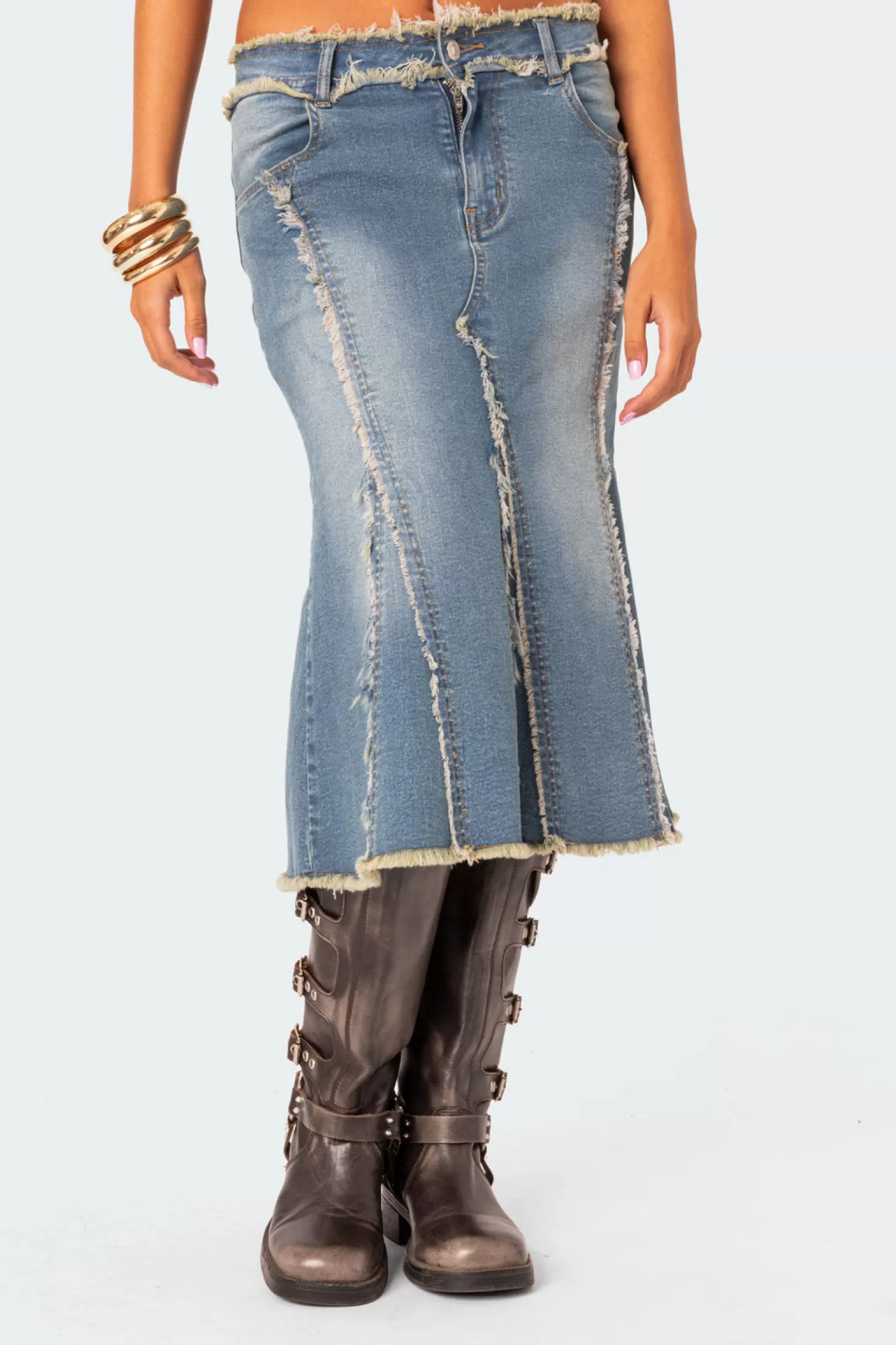 edikted Arabella Distressed Denim Midi Skirt* Skirts | Skirts