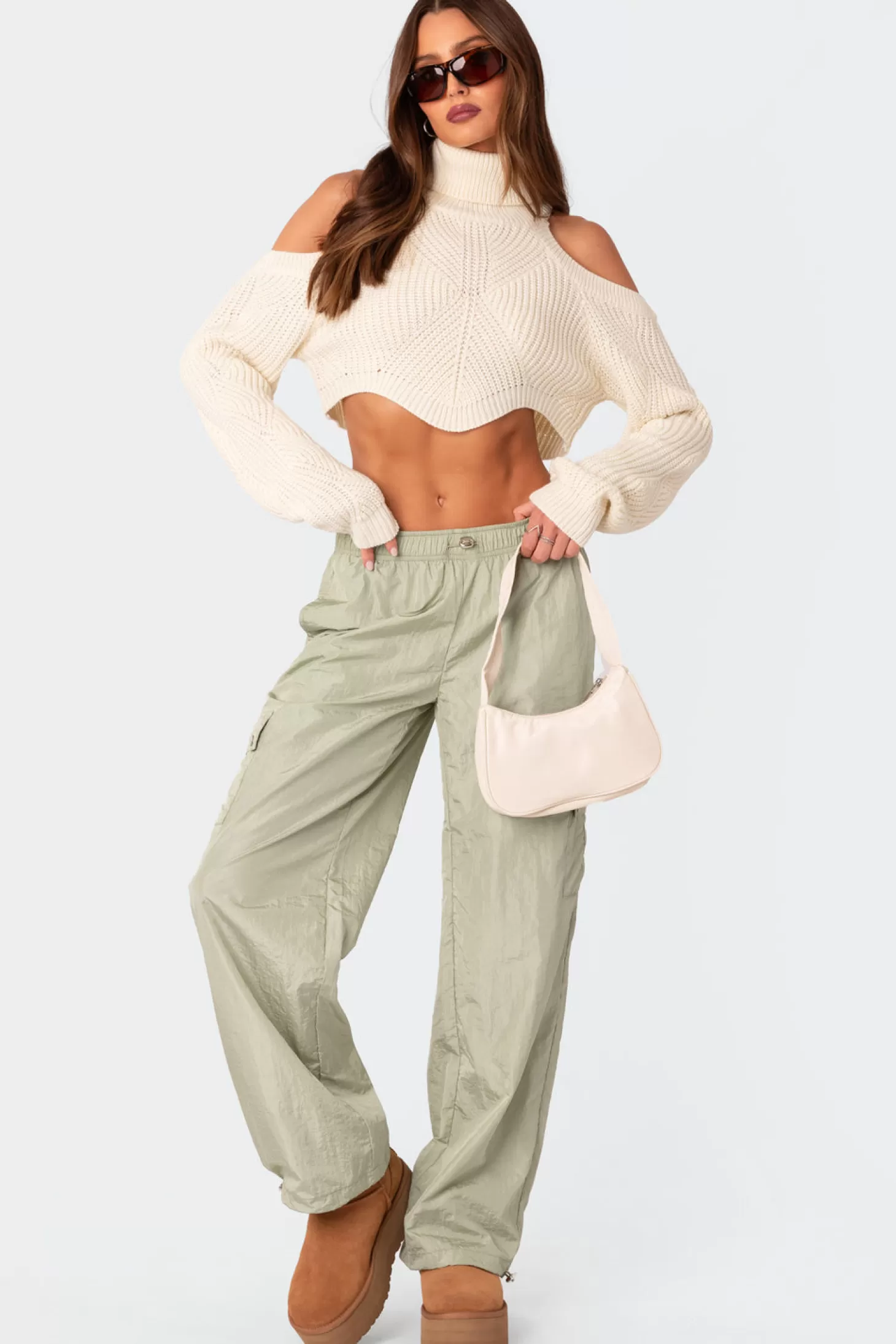 edikted Asymmetric Cropped Open Shoulder Turtle Neck Sweater* Crop Tops | Sweaters & Cardigans