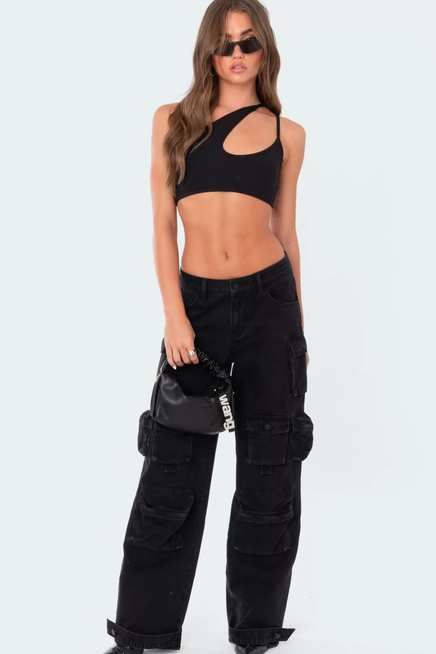 edikted Asymmetrical Ribbed Cut Out Crop Top* Crop Tops