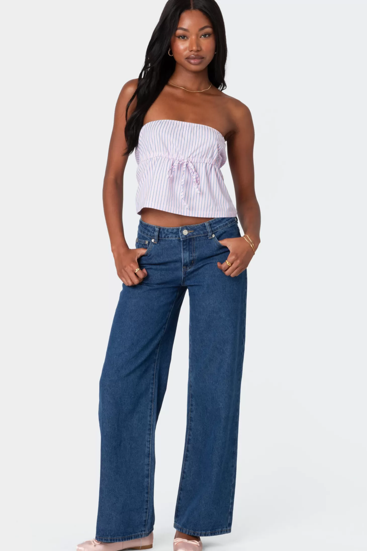 edikted Augusta Pinstripe Strapless Top* Strapless Tops | Tops