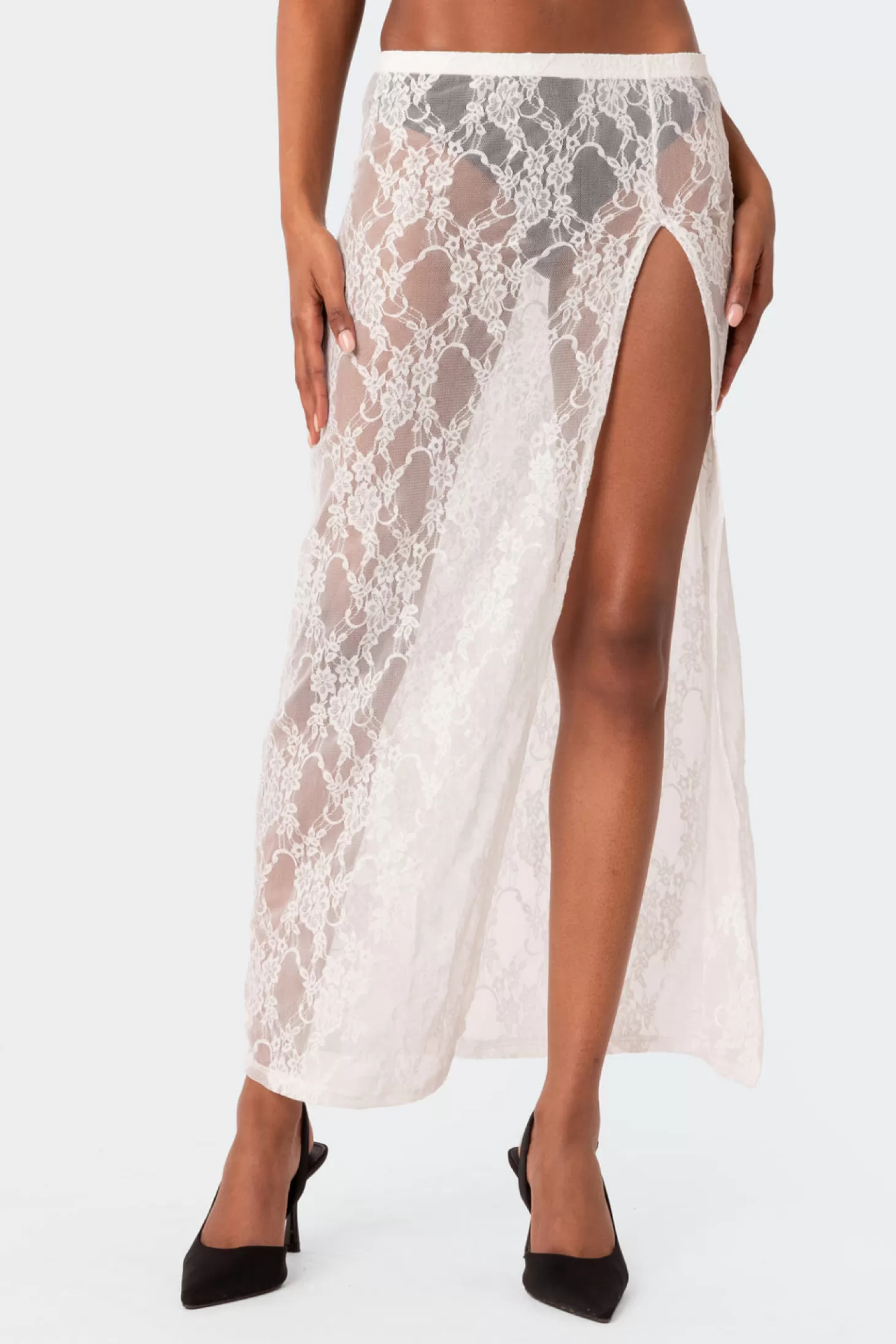 edikted Aura Low Rise Sheer Lace Maxi Skirt* Skirts | Skirts