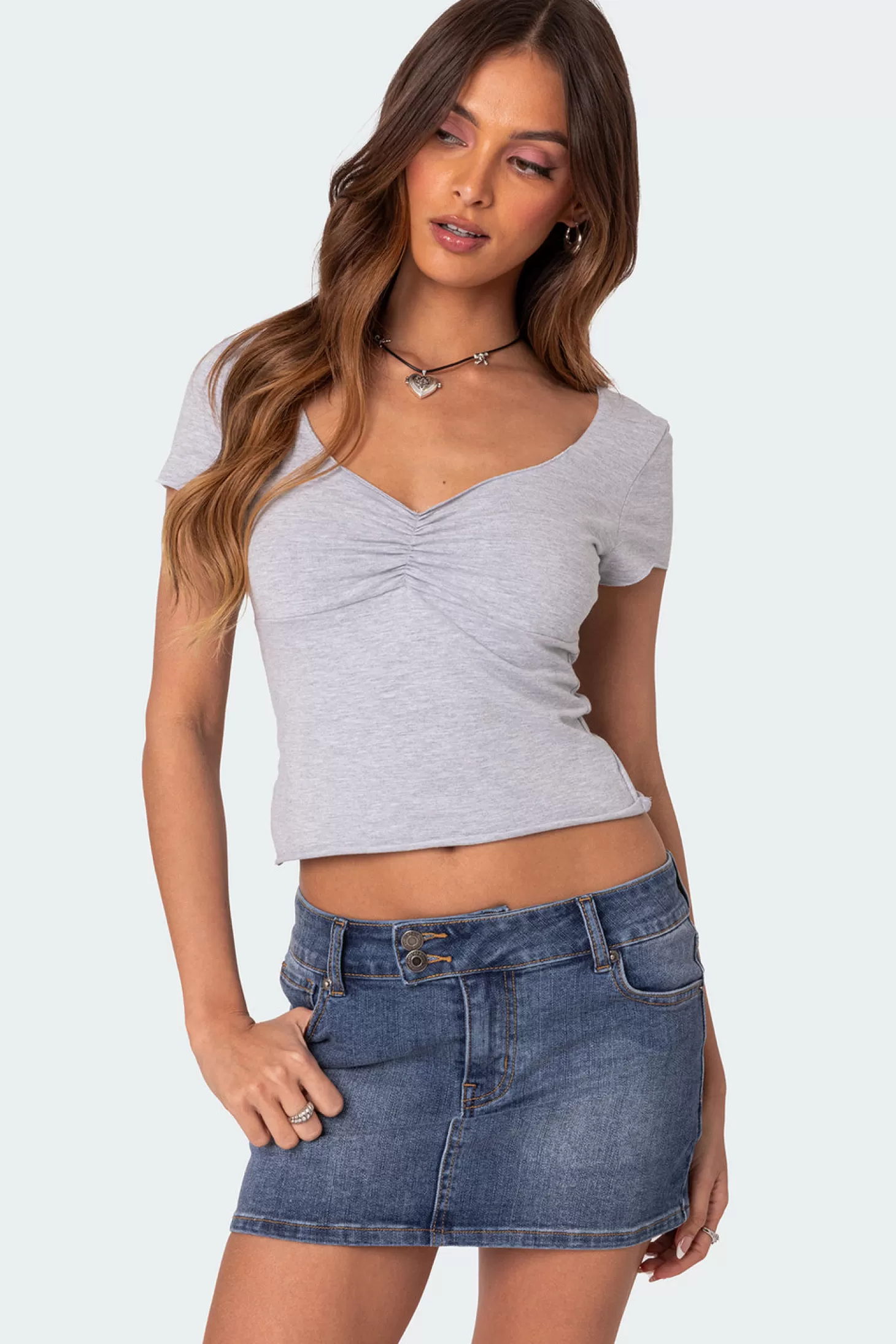 edikted Ava V Neck Ruched Top* Tops | Basics