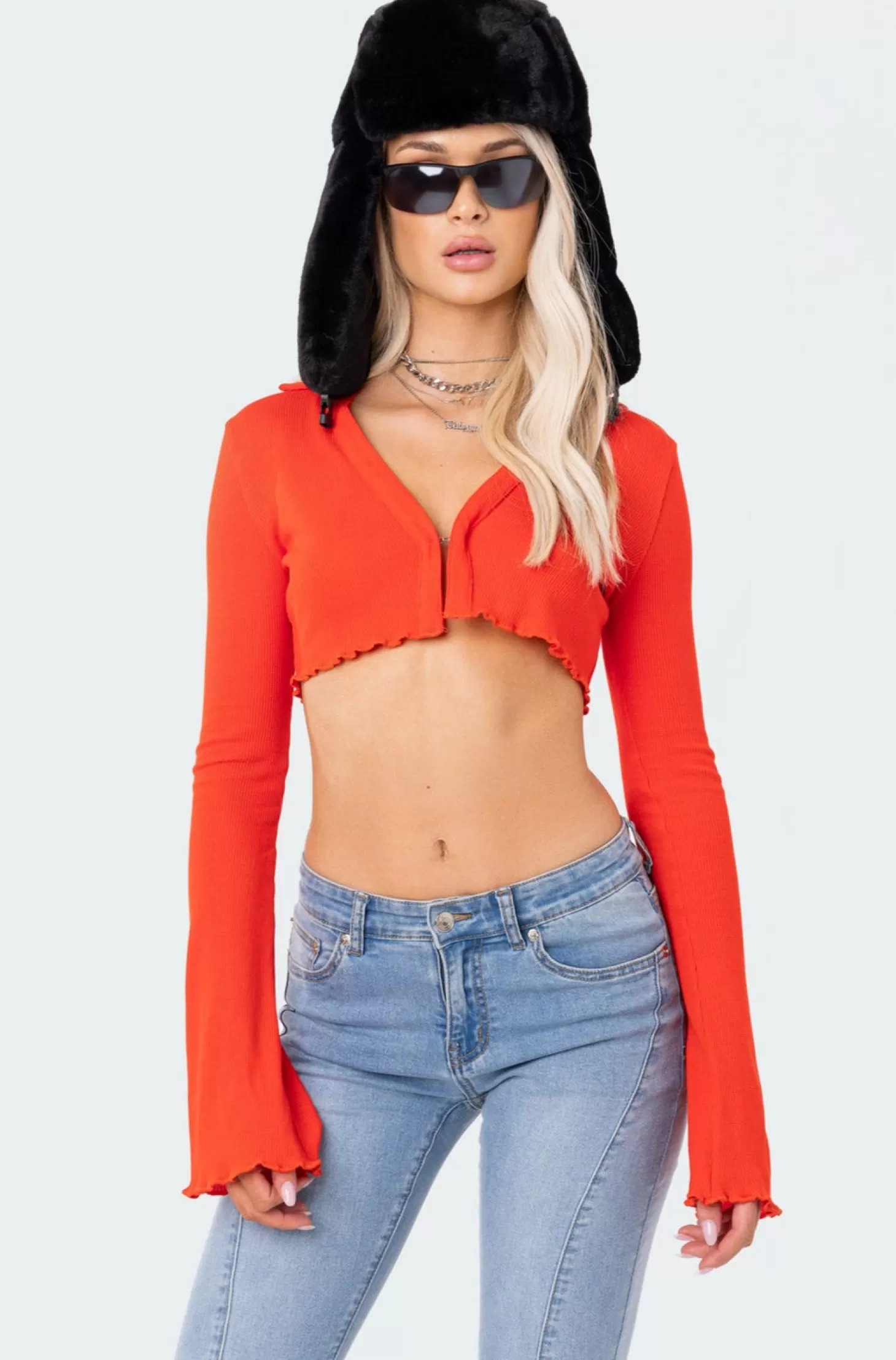 edikted Babylock Waffle Crop Top* Crop Tops | Long Sleeve Tops