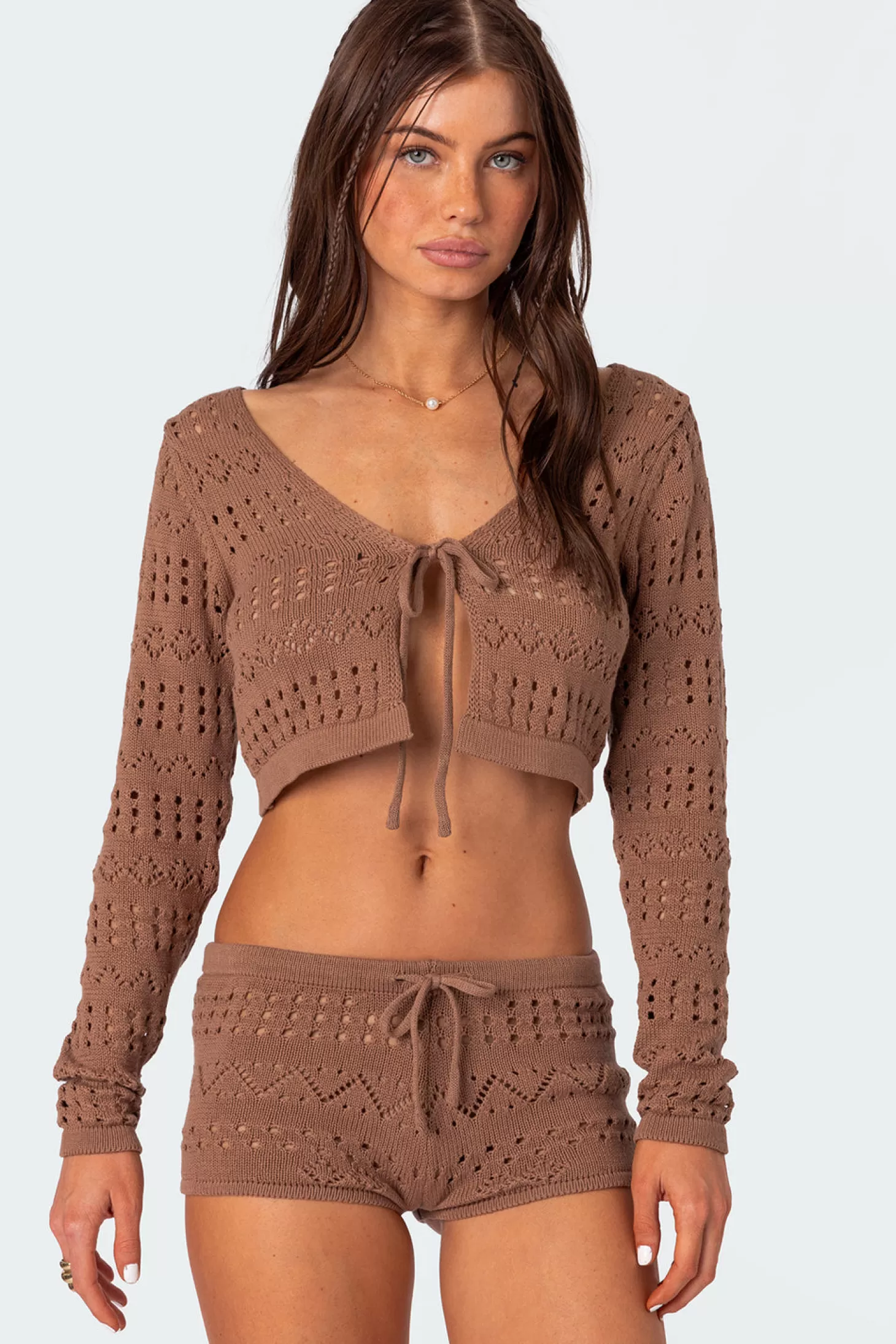 edikted Betsy Tie Front Knitted Cardigan* Crop Tops | Sweaters & Cardigans