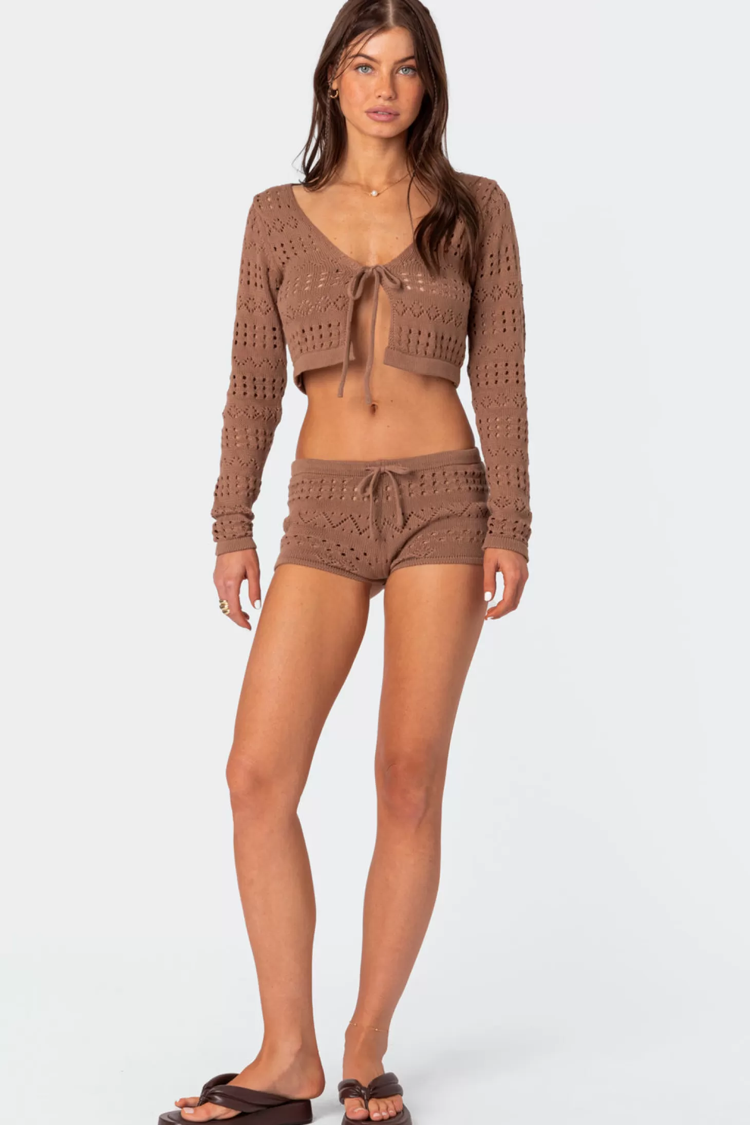 edikted Betsy Tie Front Knitted Cardigan* Crop Tops | Sweaters & Cardigans