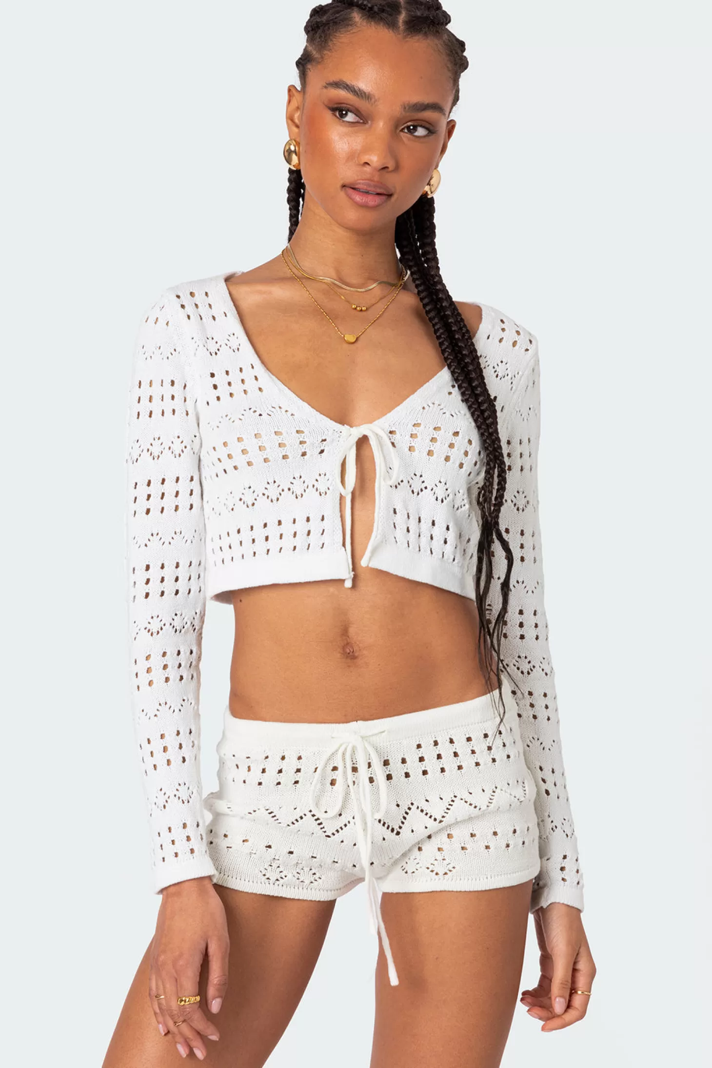 edikted Betsy Tie Front Knitted Cardigan* Crop Tops | Sweaters & Cardigans