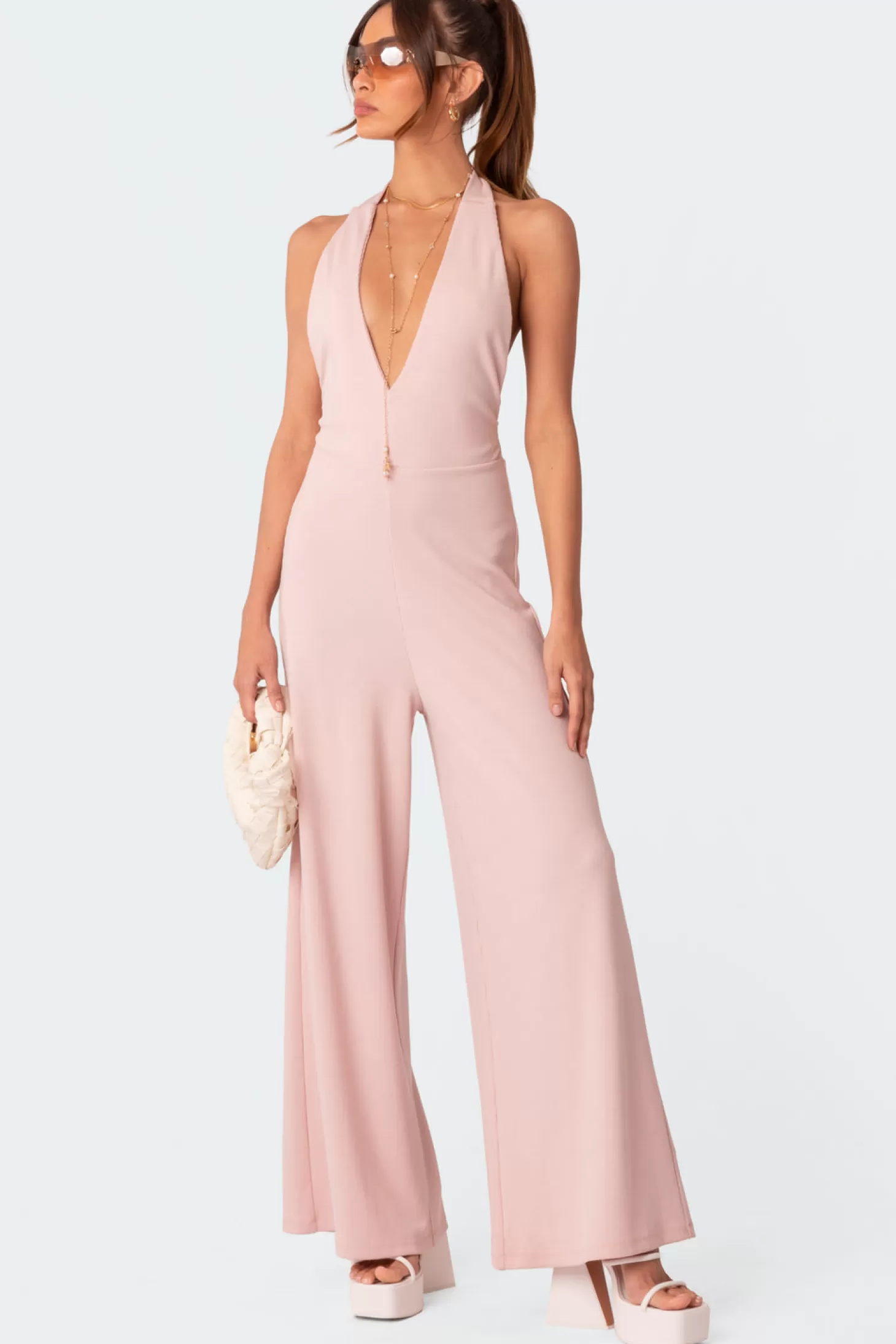 edikted Blondie Ribbed Open Back Jumpsuit* Jumpsuits & Rompers