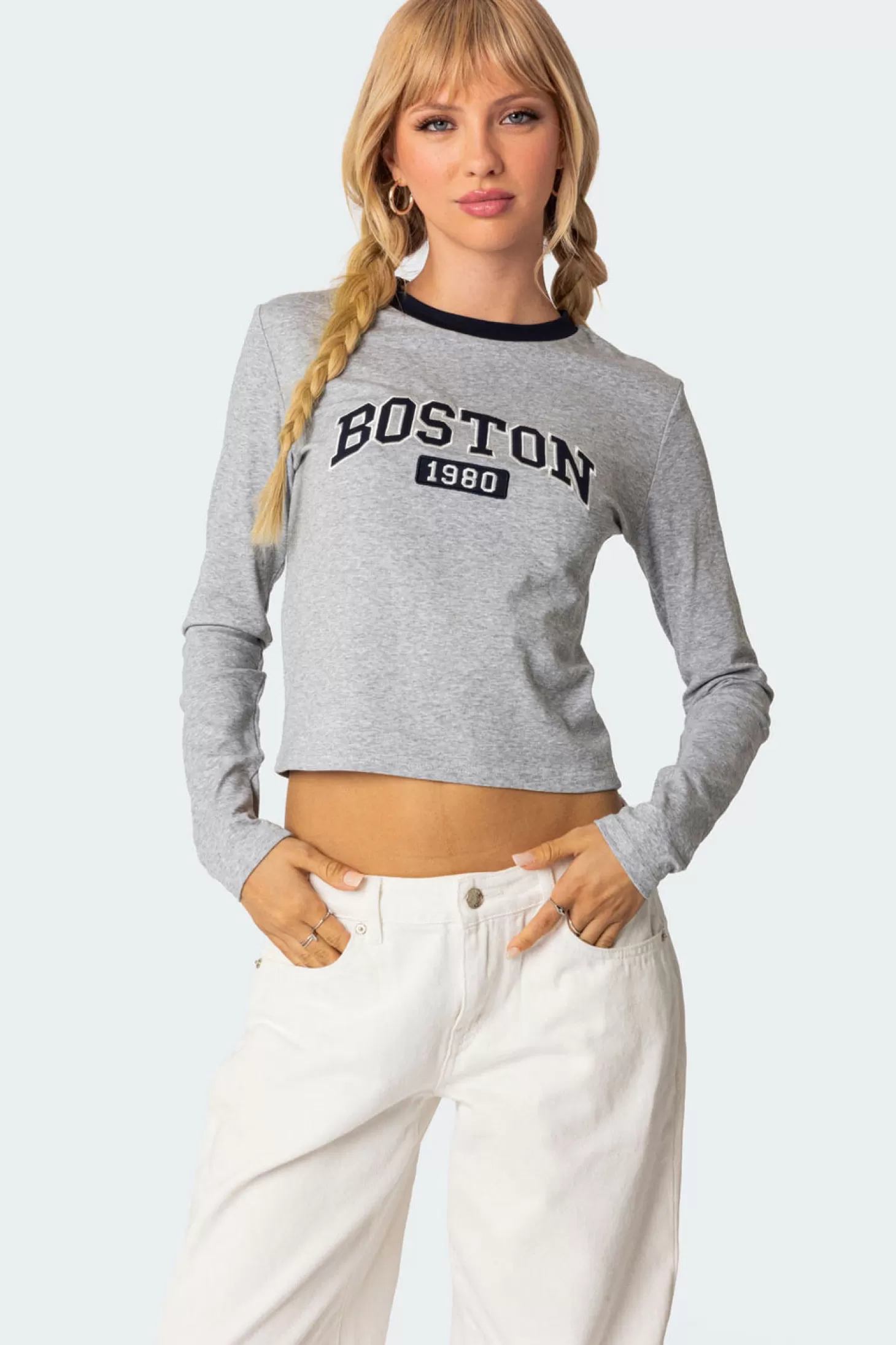 edikted Boston Long Sleeve T Shirt* T-Shirts | Long Sleeve Tops