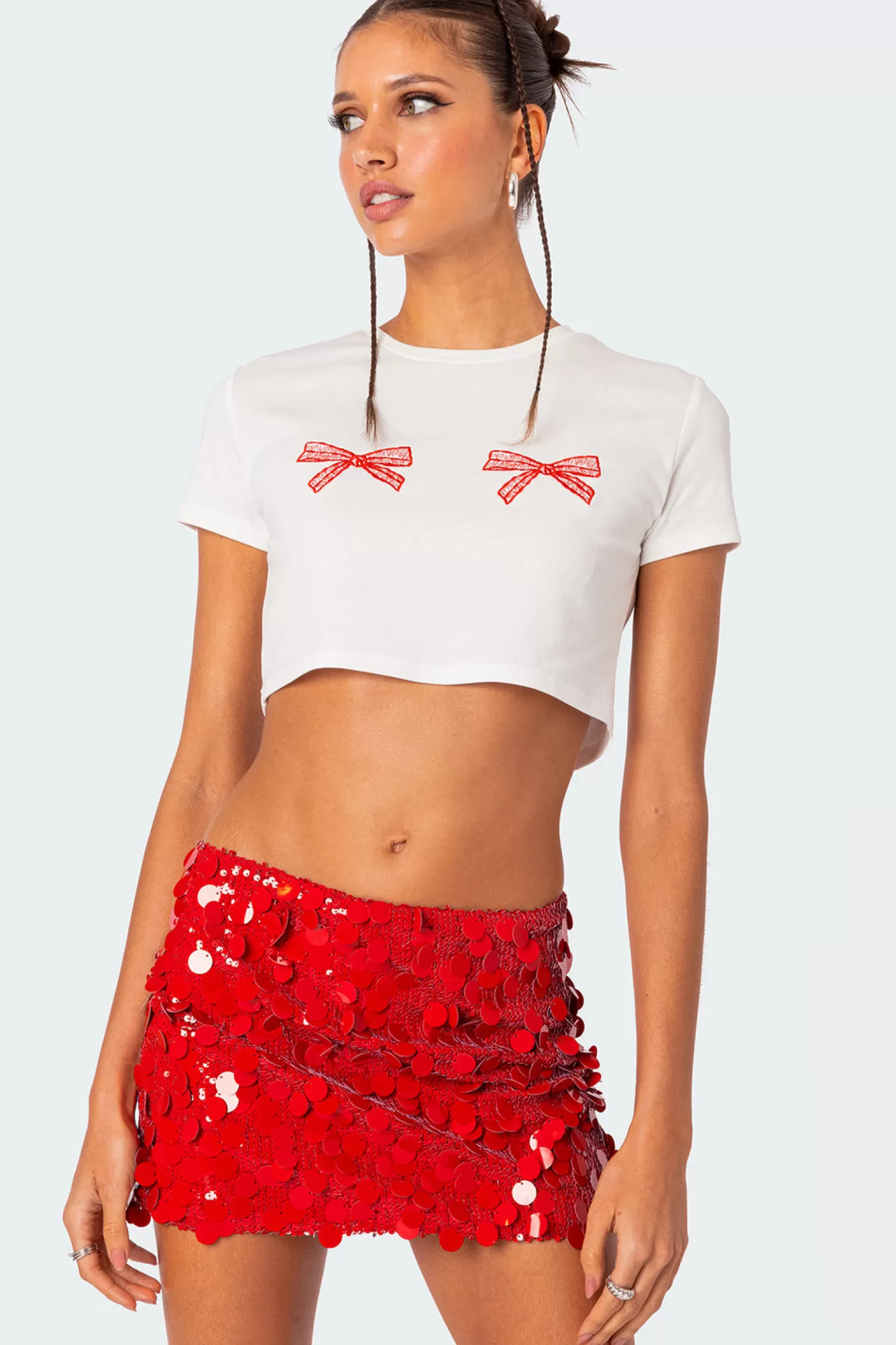 edikted Bowie Embroidered Cropped T Shirt* Crop Tops | T-Shirts