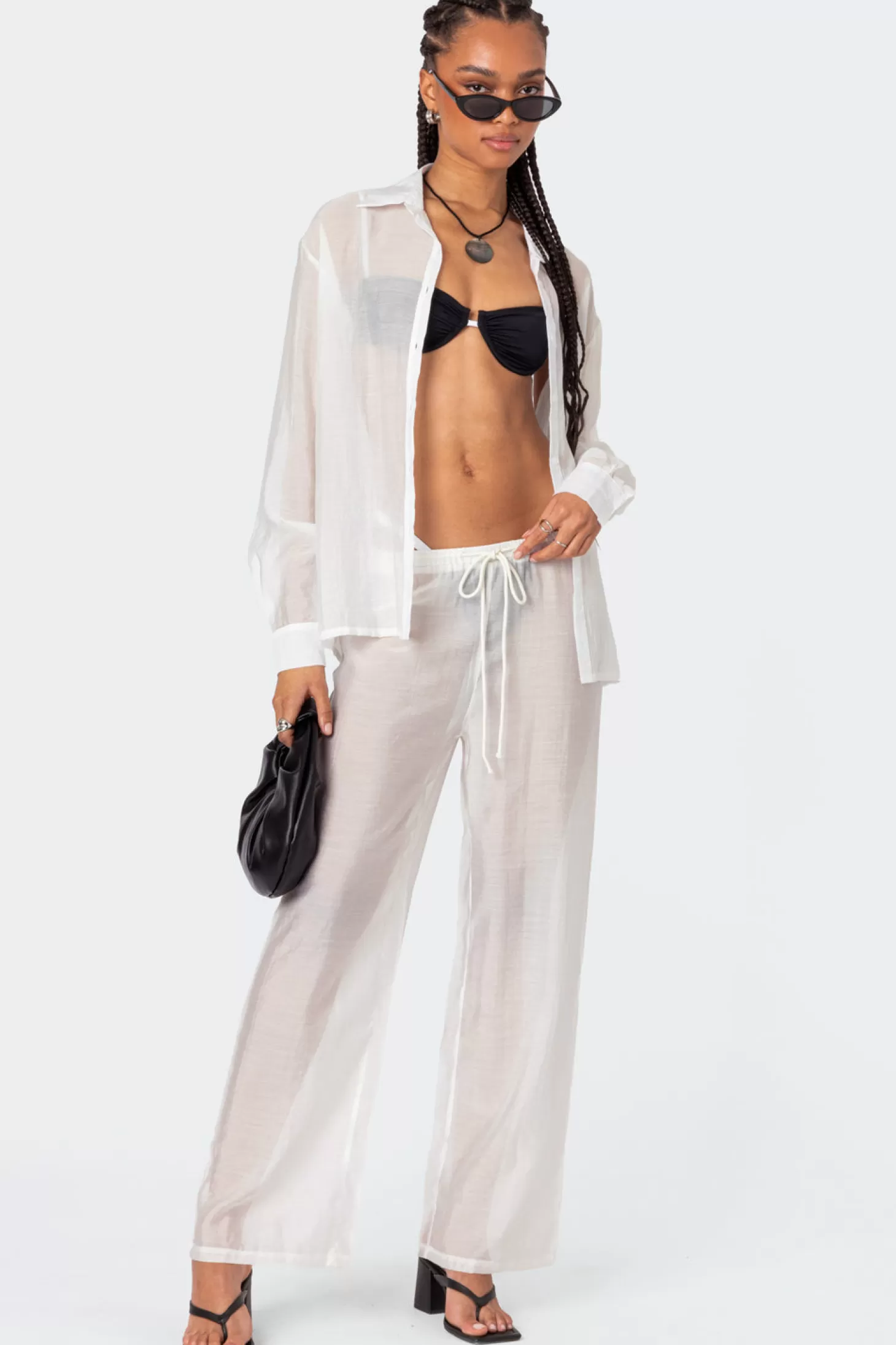 edikted Breezy Oversized Sheer Button Up Shirt* Long Sleeve Tops | Sets