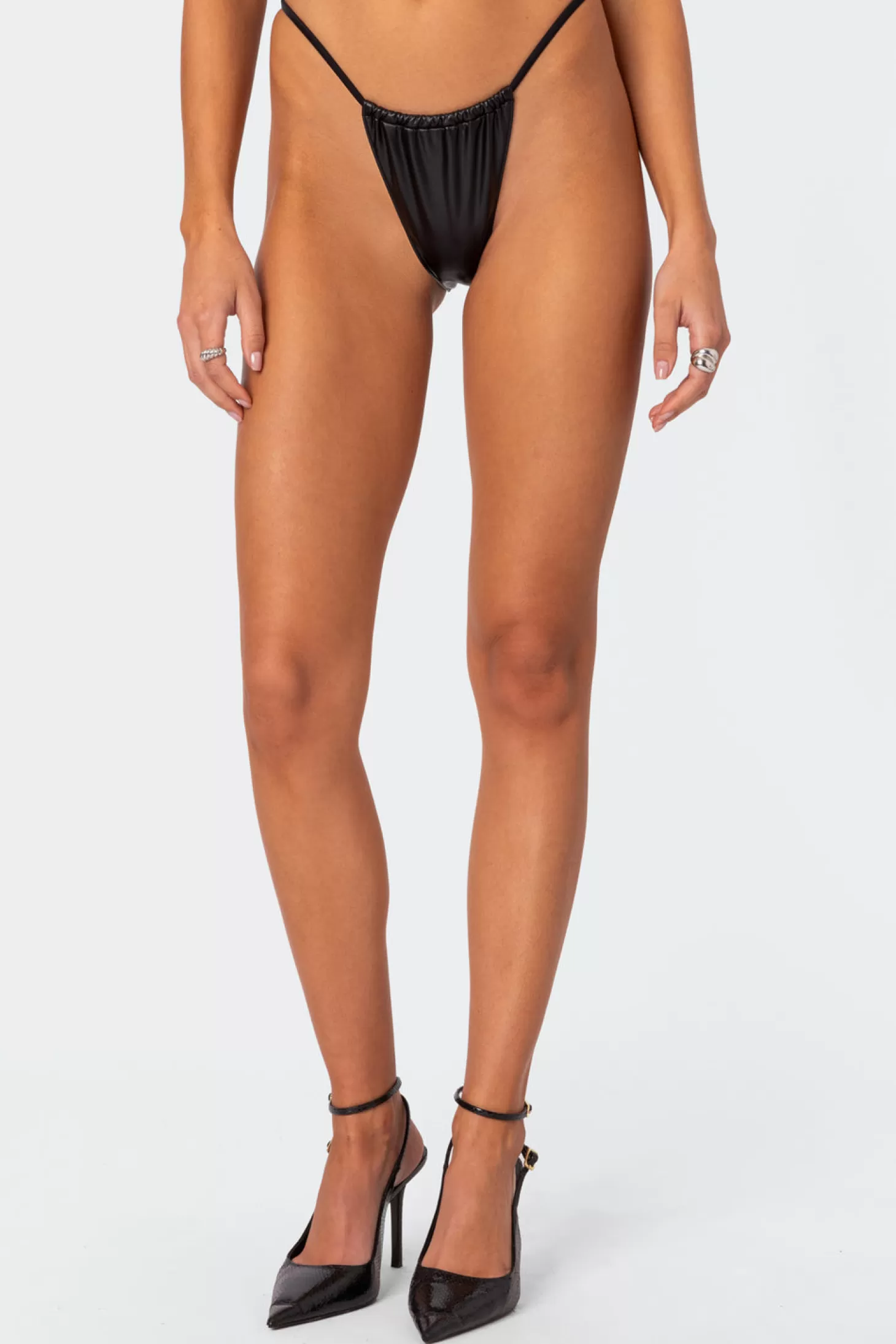 edikted Bruna Faux Leather Bikini Bottom* Swim