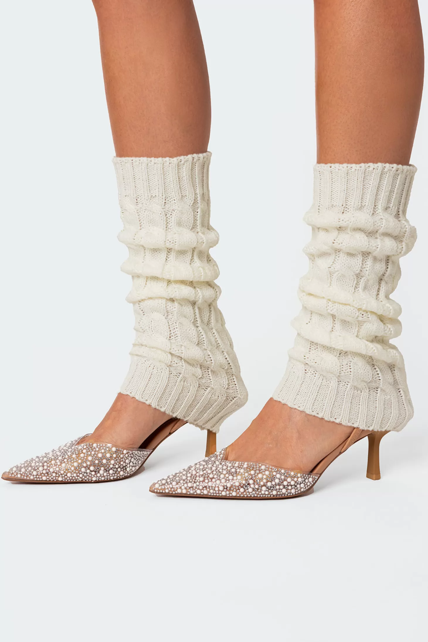 edikted Cable Knit Leg Warmers* Socks & Tights