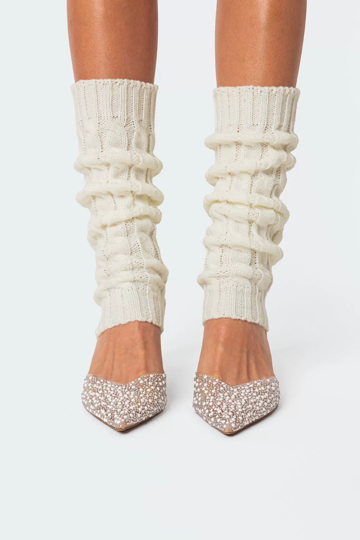 edikted Cable Knit Leg Warmers* Socks & Tights