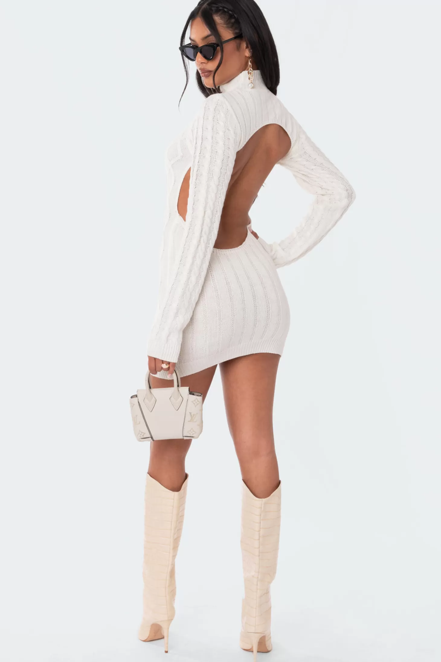 edikted Cable Knit Open Back Dress* Mini Dresses | Long Sleeve Tops