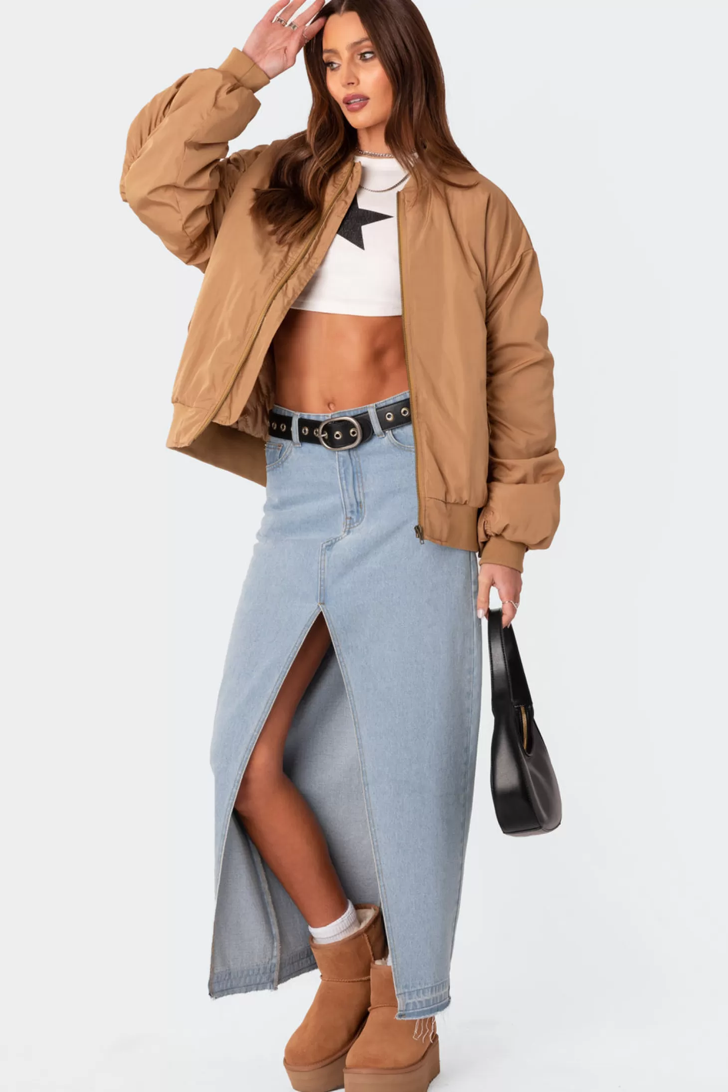 edikted Cala Ruched Oversized Bomber Jacket* Jackets & Coats