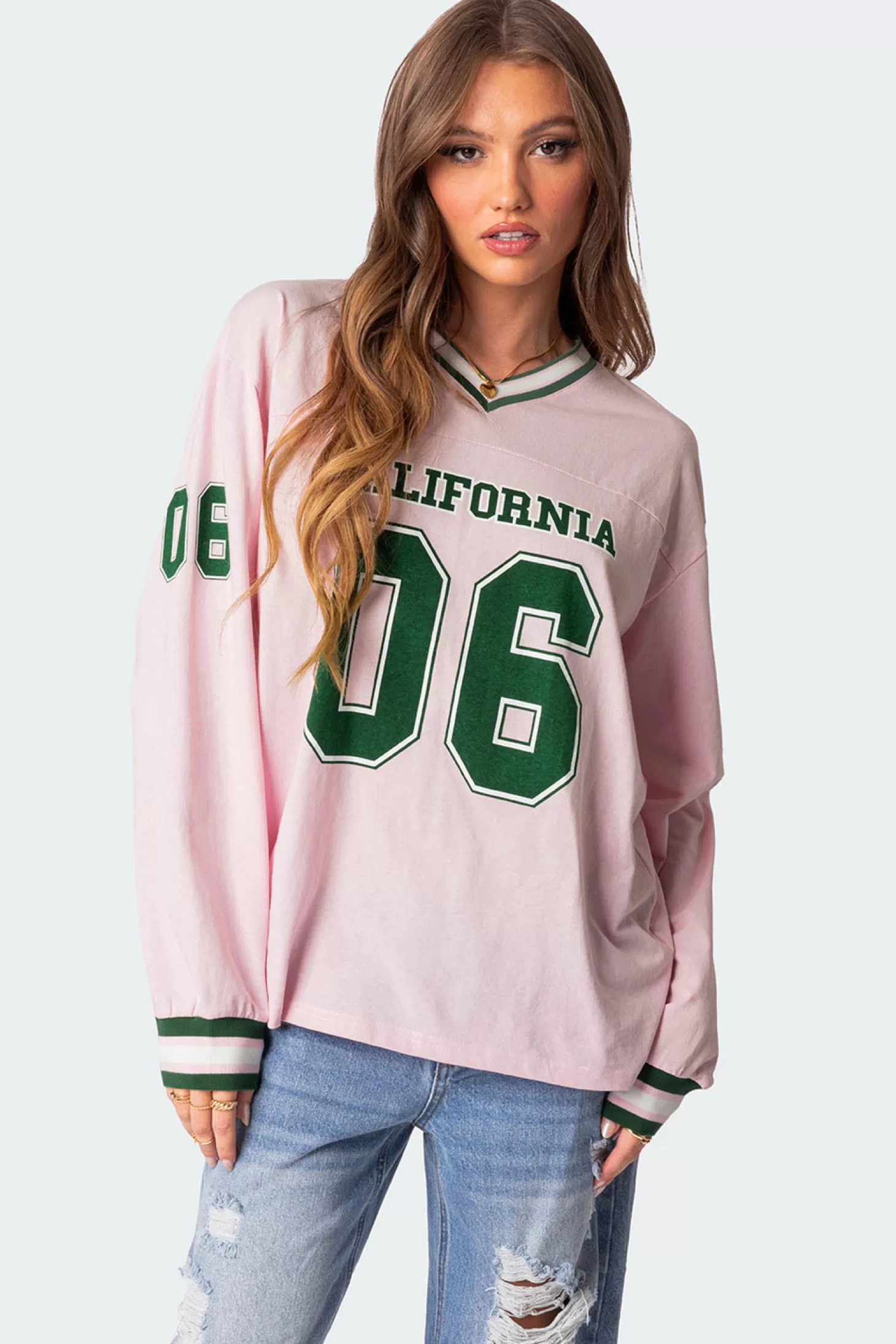 edikted Cali Oversized Baseball T Shirt* Long Sleeve Tops | T-Shirts