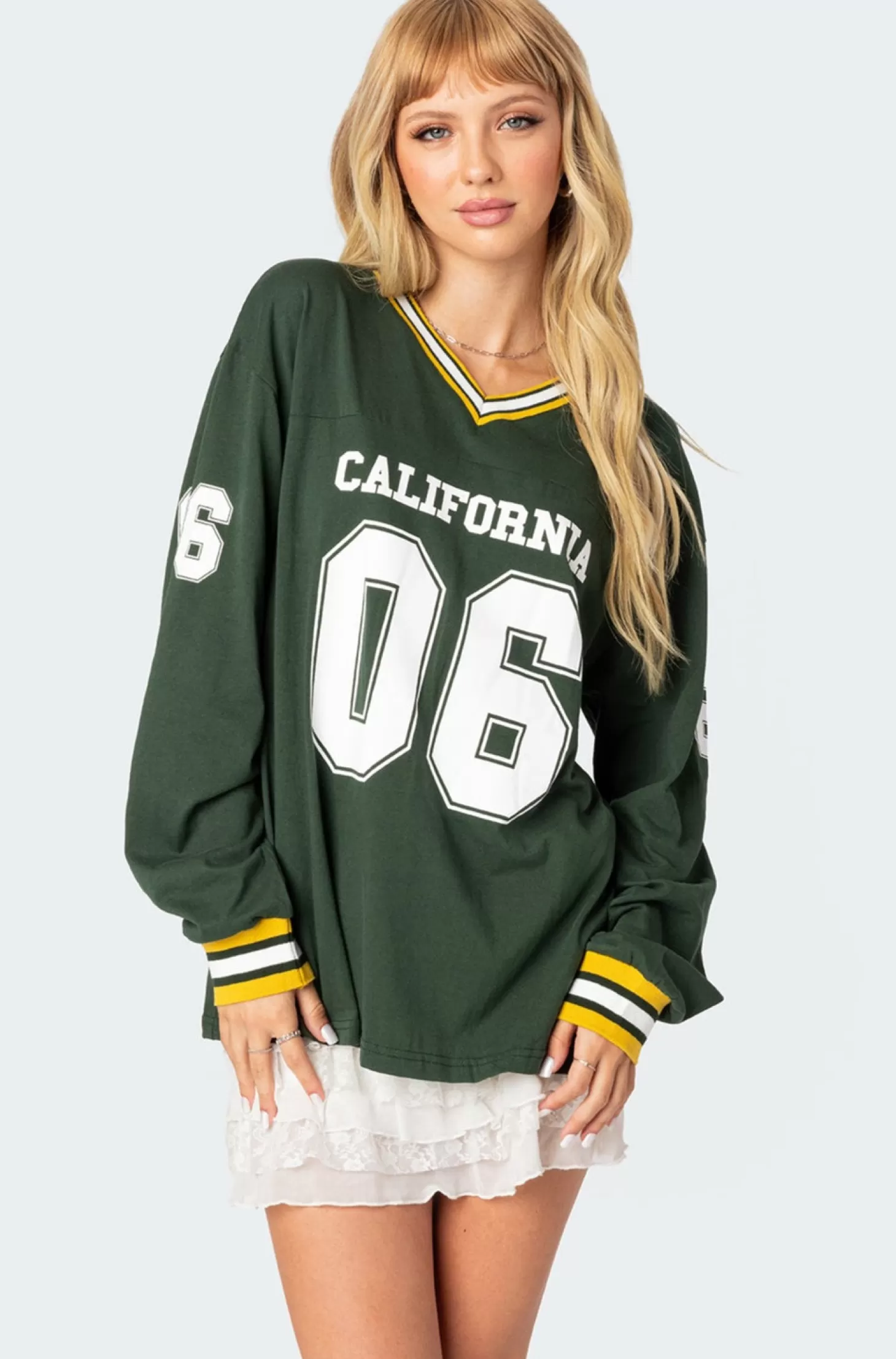 edikted Cali Oversized Baseball T-Shirt* T-Shirts | Long Sleeve Tops