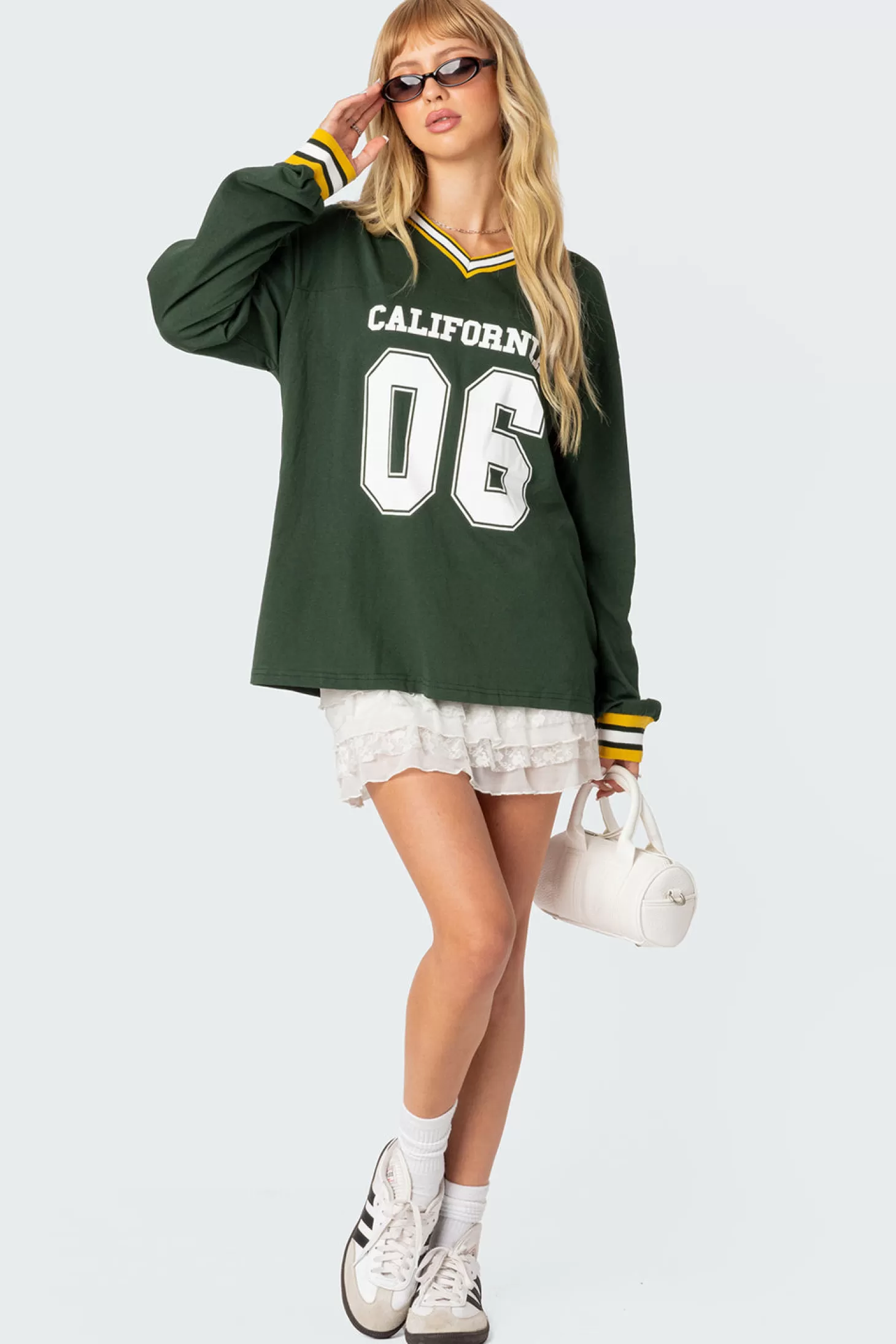 edikted Cali Oversized Baseball T-Shirt* T-Shirts | Long Sleeve Tops