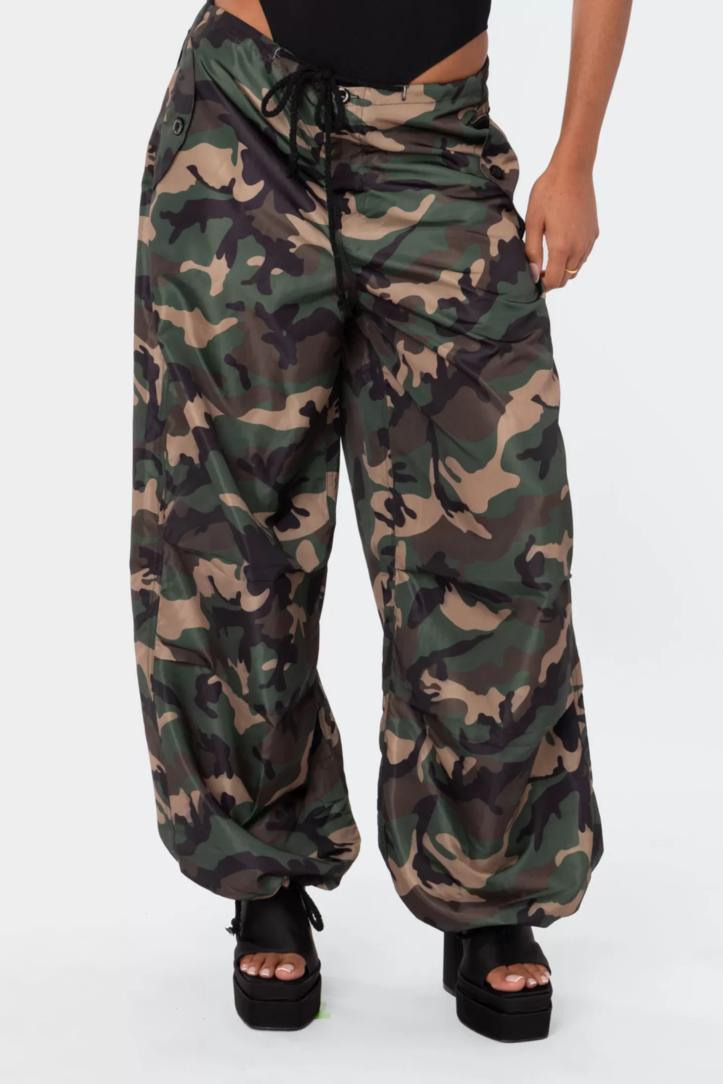 edikted Camo Nylon Cargo Pants* Pants | Pants