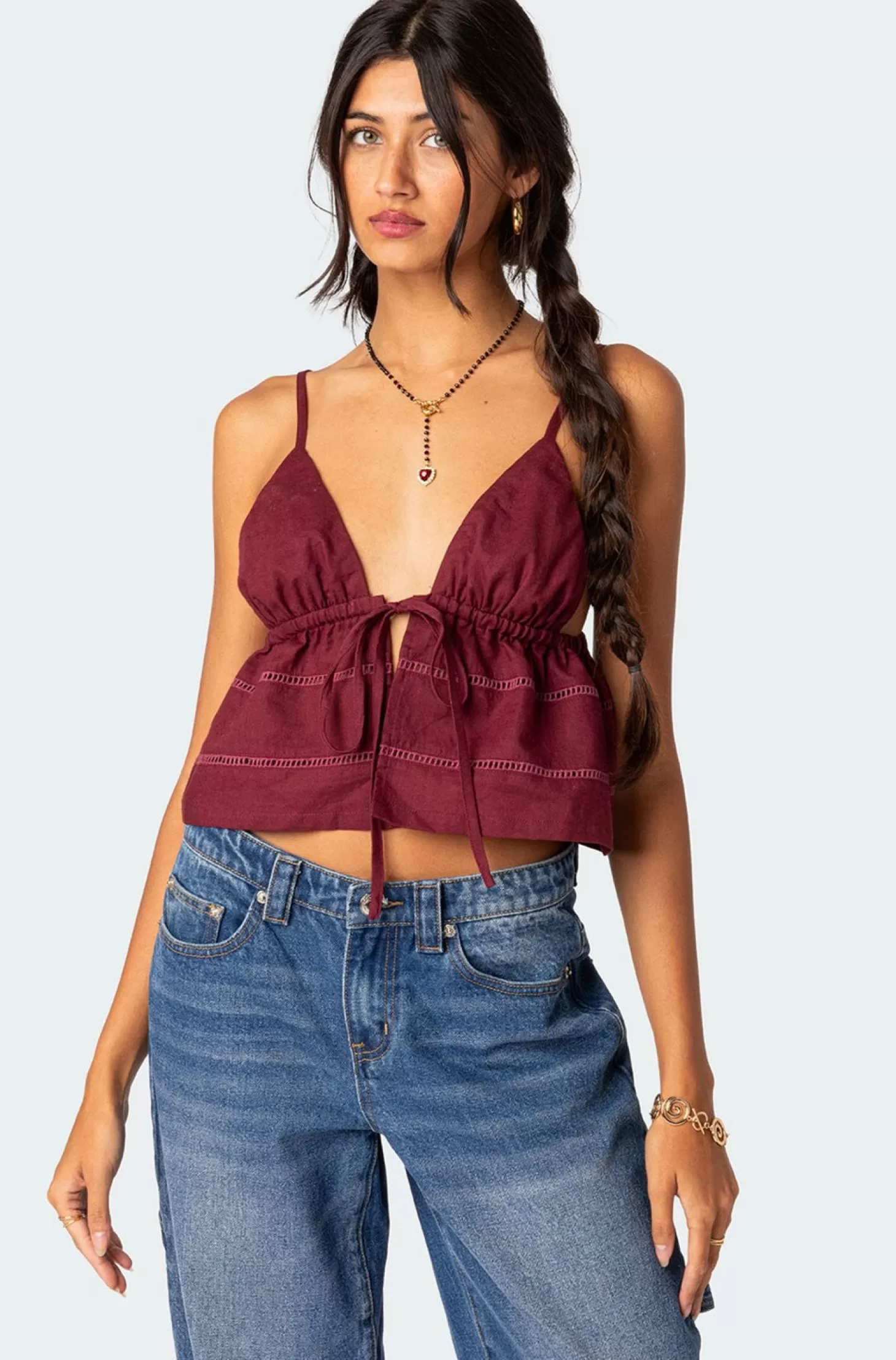 edikted Candy Cotton Tie Front Tank Top* Crop Tops | Tank Tops