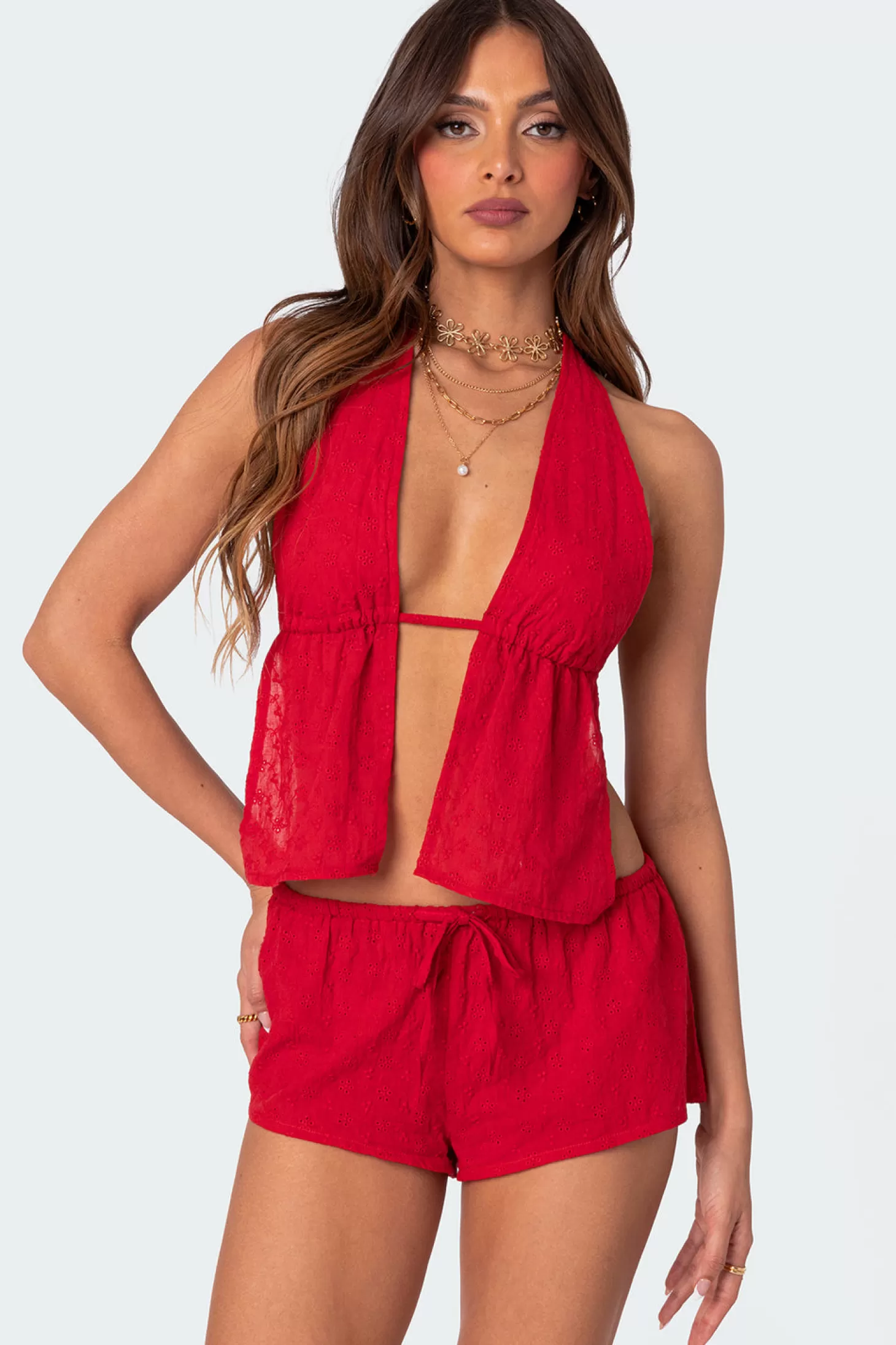 edikted Cayenne Eyelet Split Front Top* Cover Ups | Cover Ups