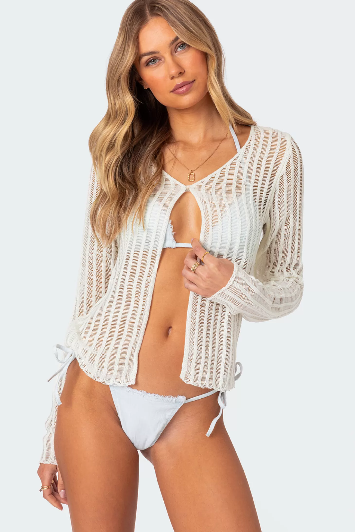 edikted Cayla Sheer Knit Cardigan* Sweaters & Cardigans | Long Sleeve Tops