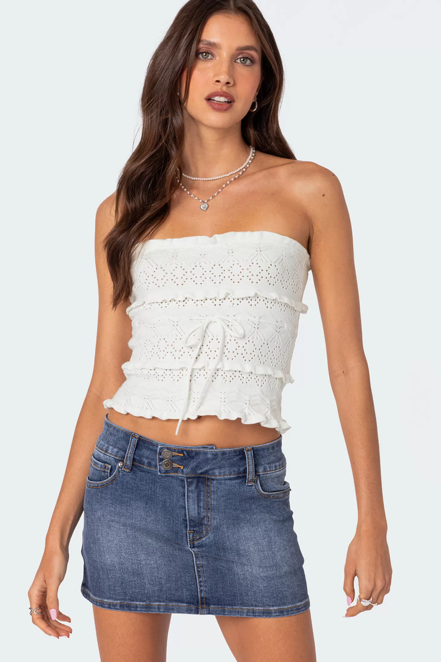 edikted Cecily Strapless Knit Top* Strapless Tops | Knitted Tops