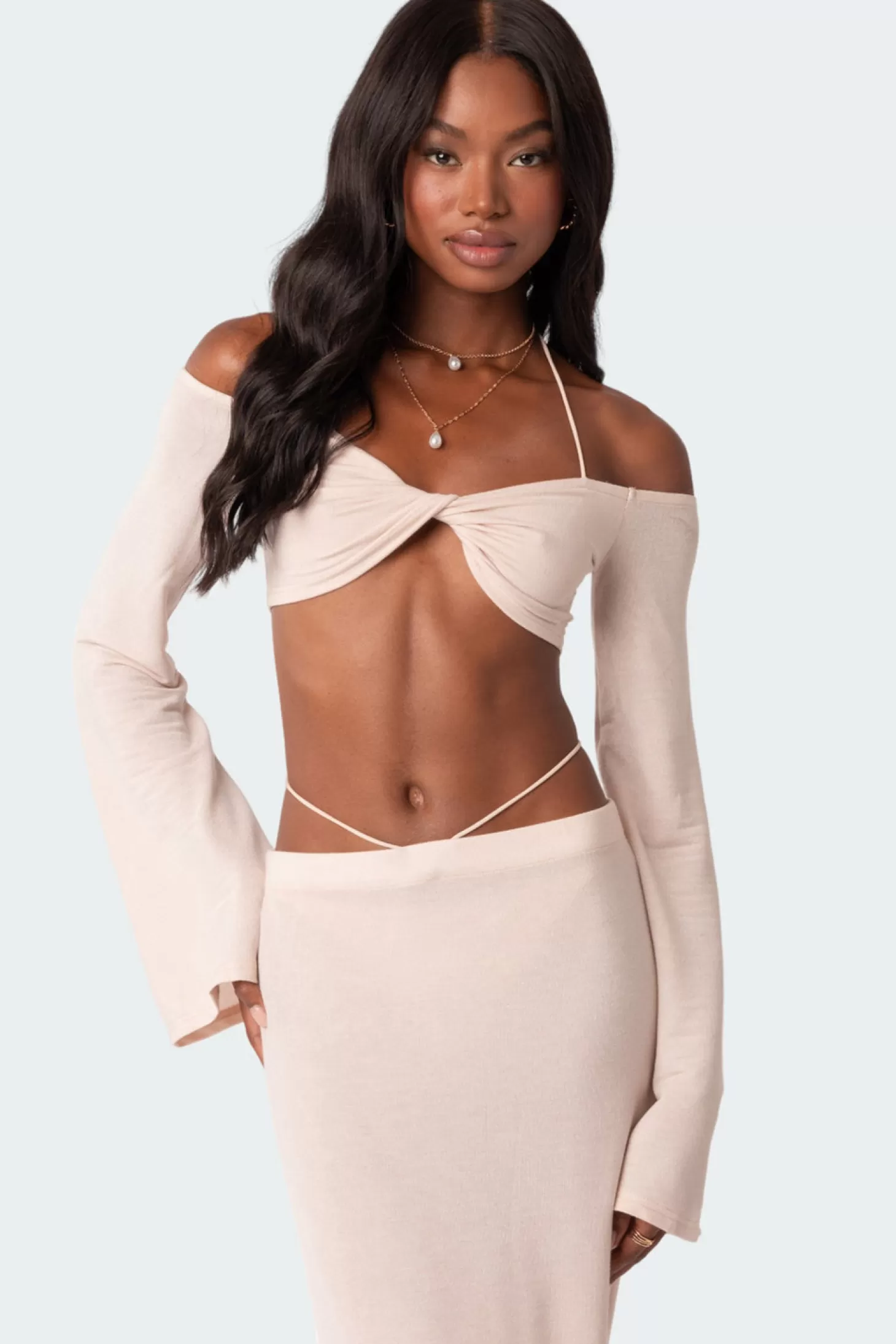 edikted Celeste Off Shoulder Twist Crop Top* Crop Tops | Long Sleeve Tops