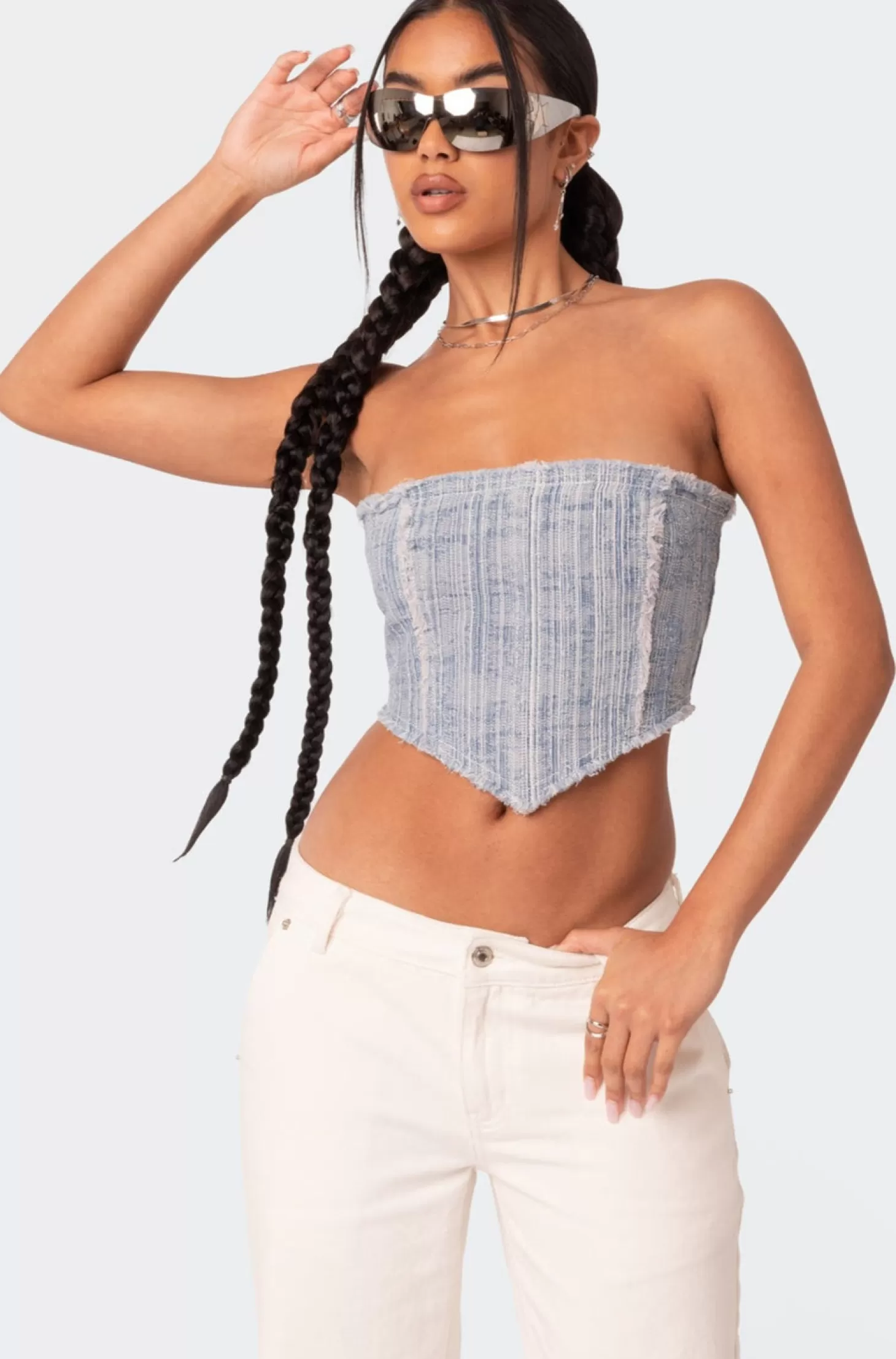 edikted Cici Distressed Denim Corset* Corsets | Corsets