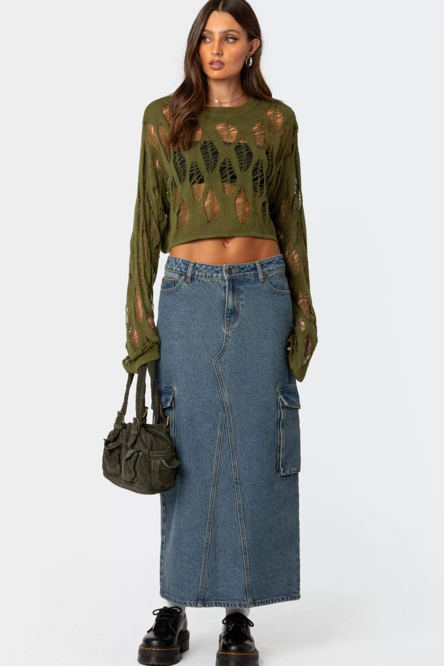 edikted Clover Distressed Sweater* Crop Tops | Sweaters & Cardigans