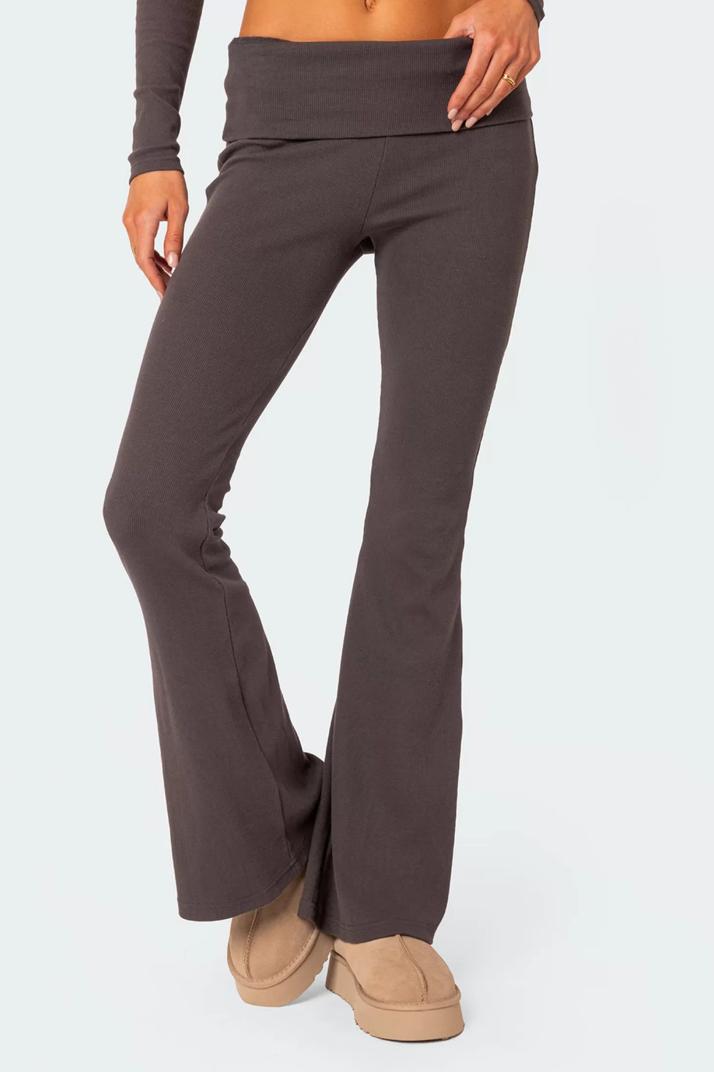 edikted Coffee Break Ribbed Flare Leggings* Pants | Pants