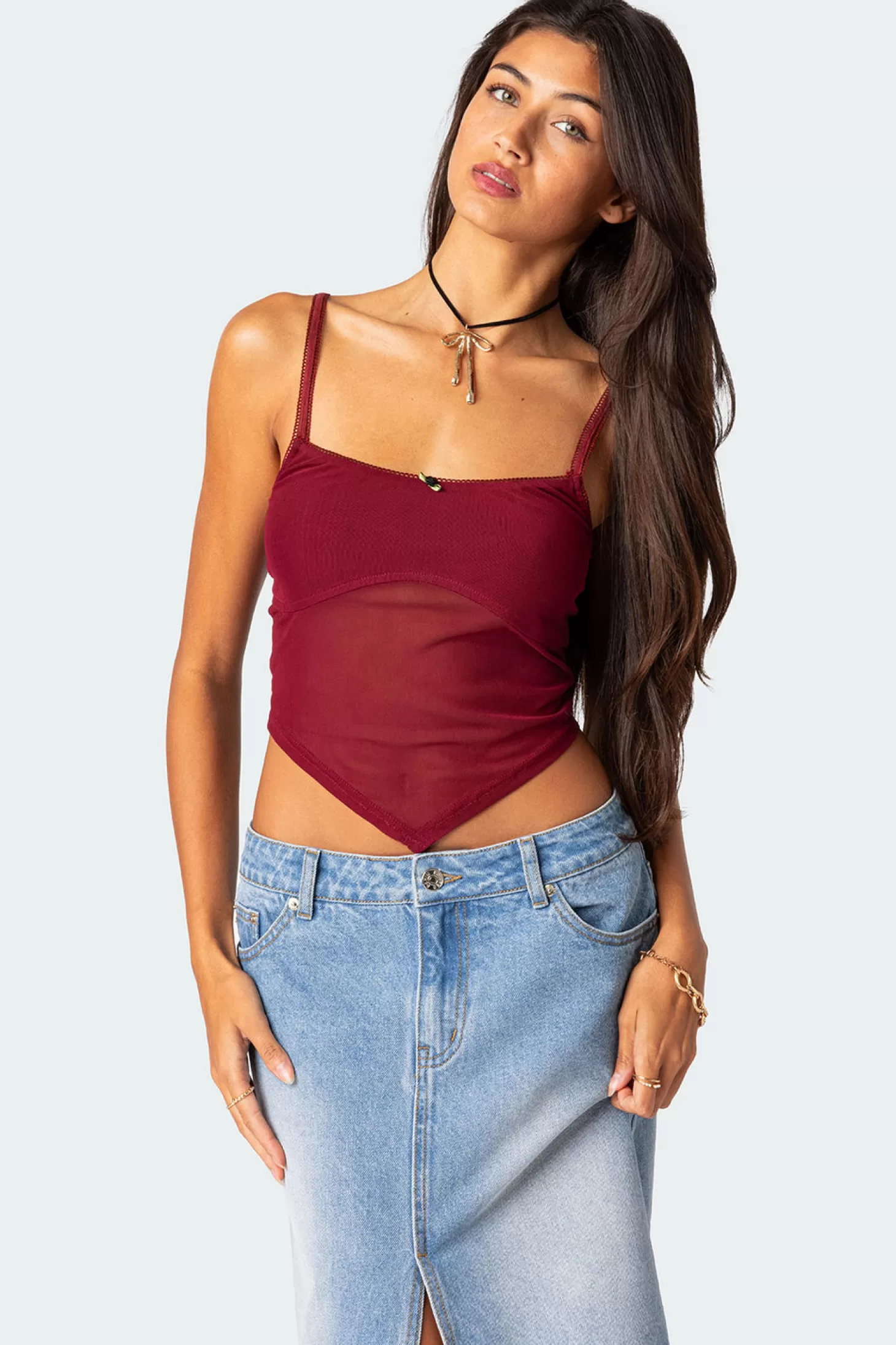 edikted Cressida Sheer Mesh Tank Top* Crop Tops | Tank Tops