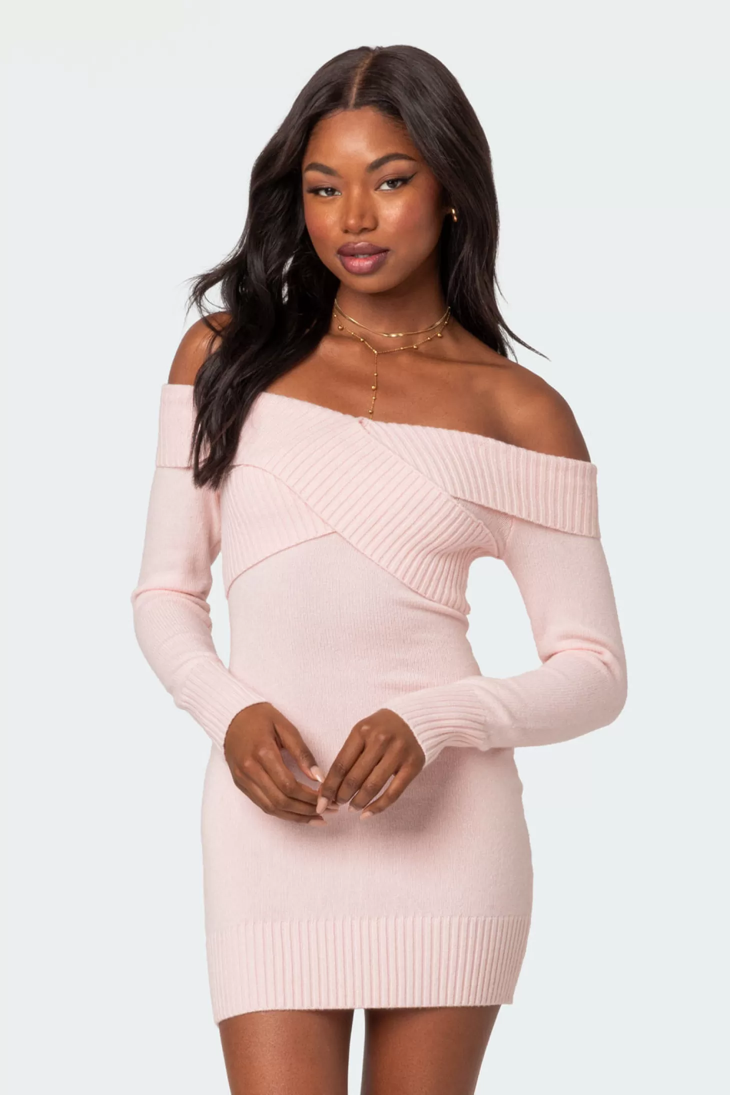 edikted Criss Cross Knit Mini Dress* Mini Dresses | Long Sleeve Tops